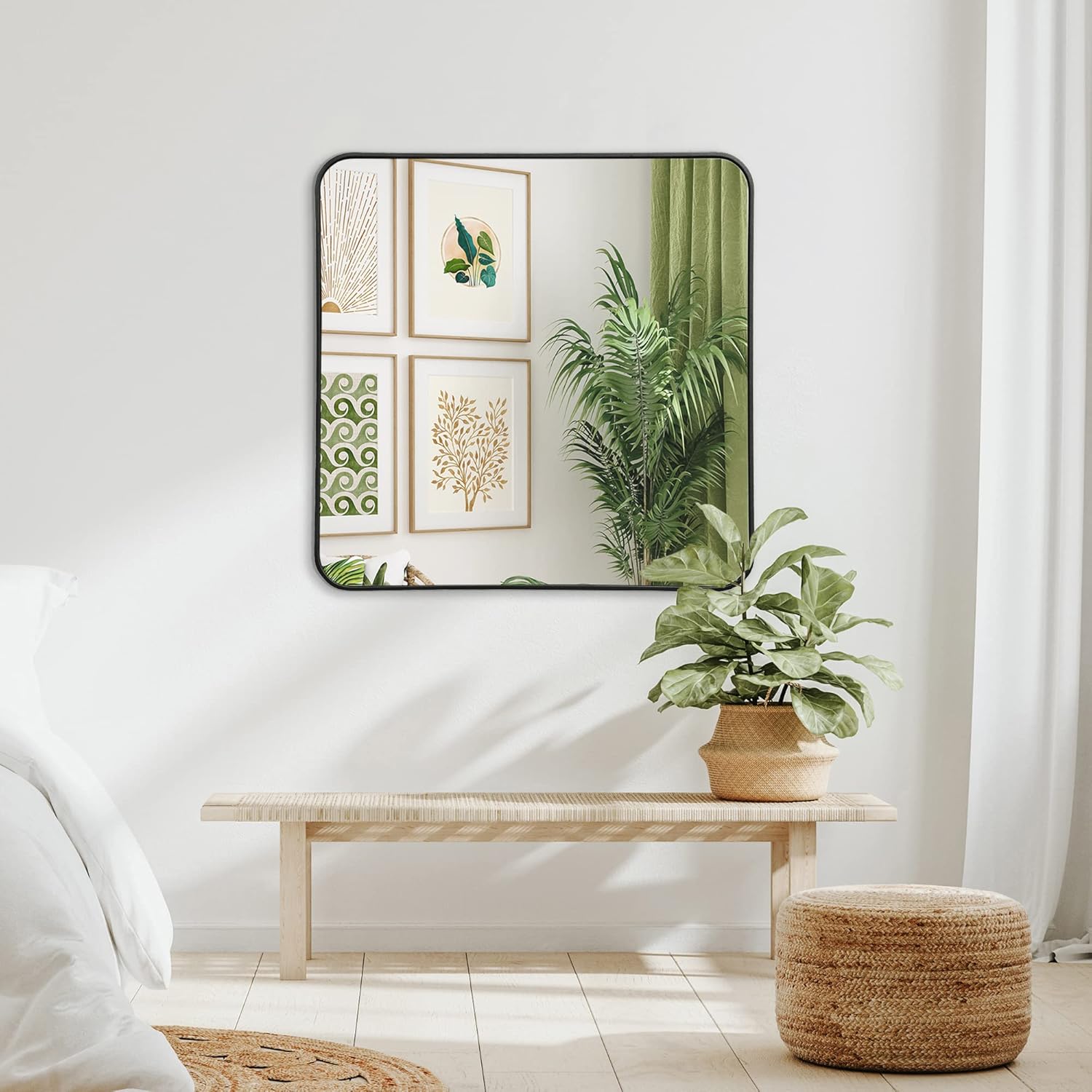 Americanflat Specchio Quadrato da Parete 80x80 cm, Nero - immagine 3