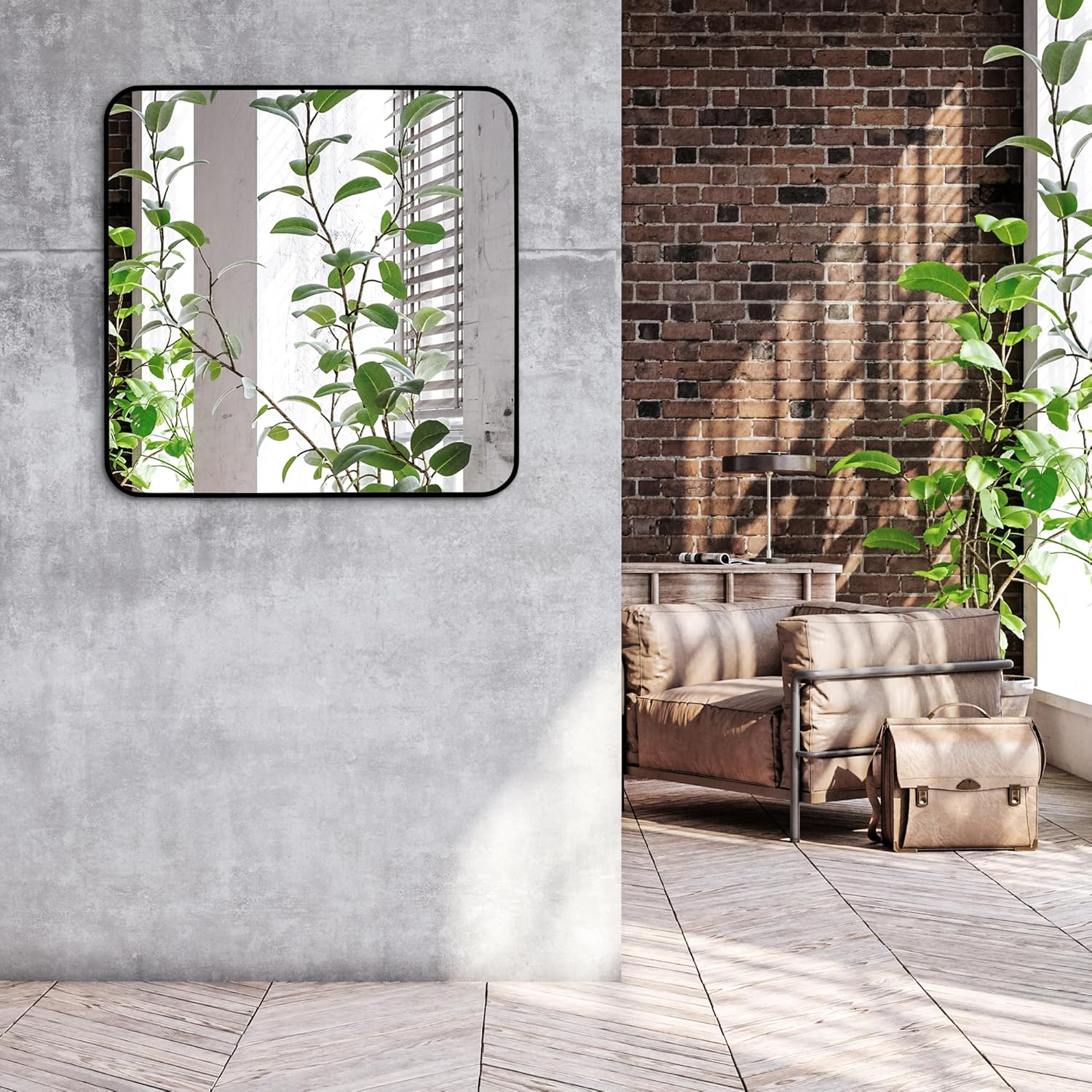 Americanflat Specchio Quadrato da Parete 80x80 cm, Nero - immagine 4