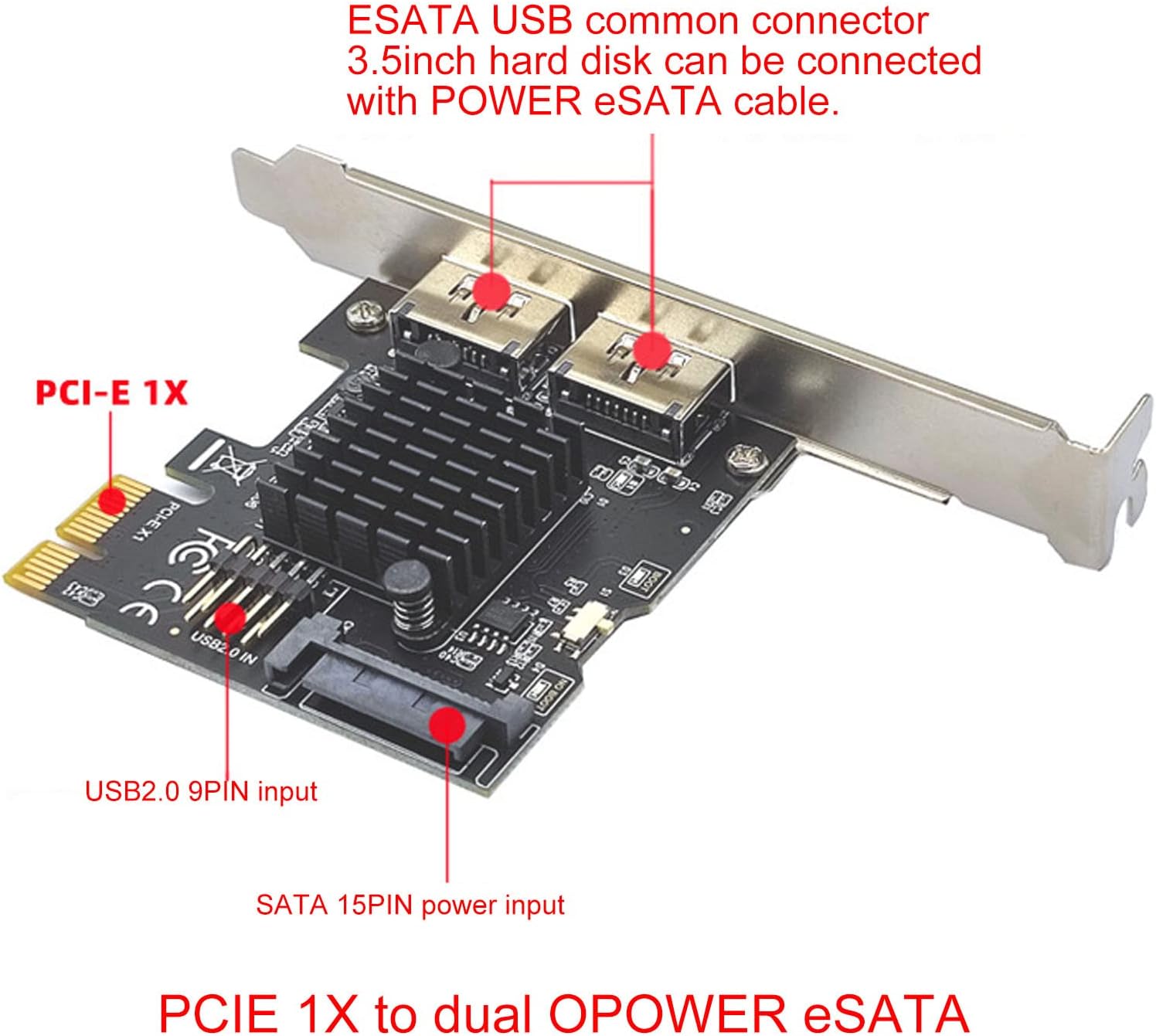 Scheda di Espansione PCIE to Power ESATA 2 Porte 6,0 Gbps - immagine 3