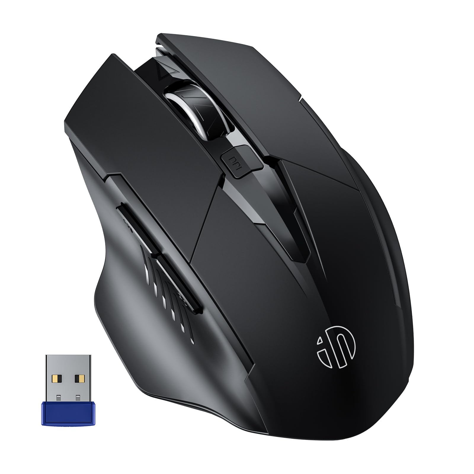 Inphic Mouse Wireless Ricaricabile 2.4G, Nero