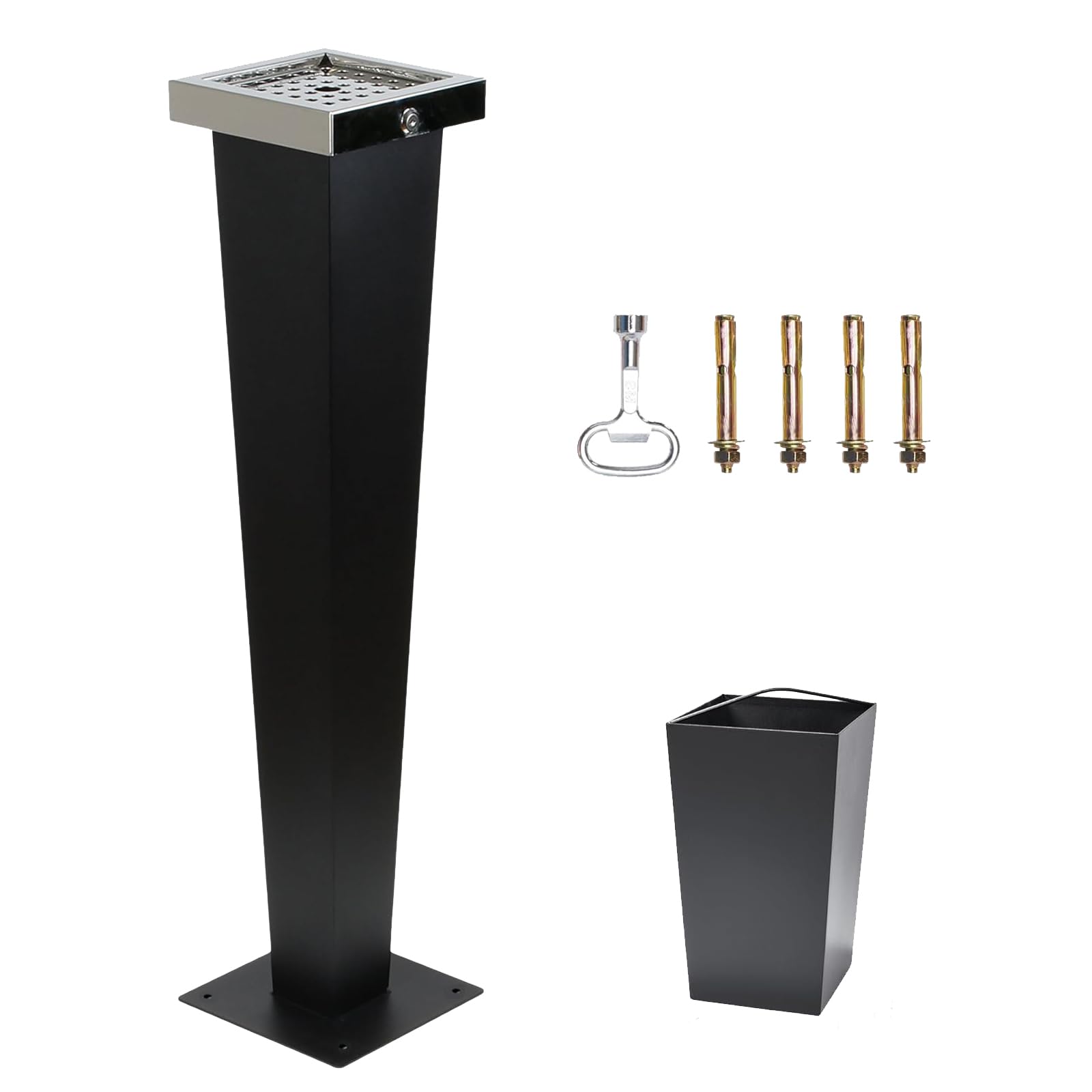 Posacenere da Esterno da Pavimento in Acciaio Inossidabile con Secchi Interni, Posacenere da Terra 94 cm per Uso Interno ed Esterno da Poweka