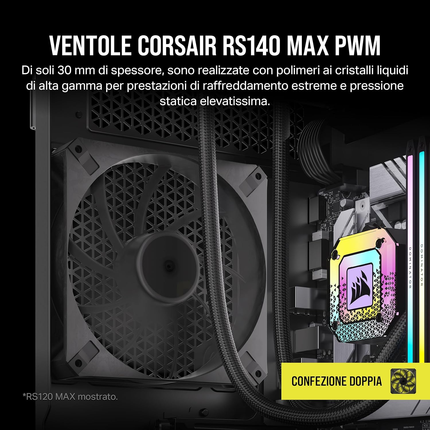 Corsair RS140 MAX Ventole PWM 140mm (2 Unità), Nere - immagine 2