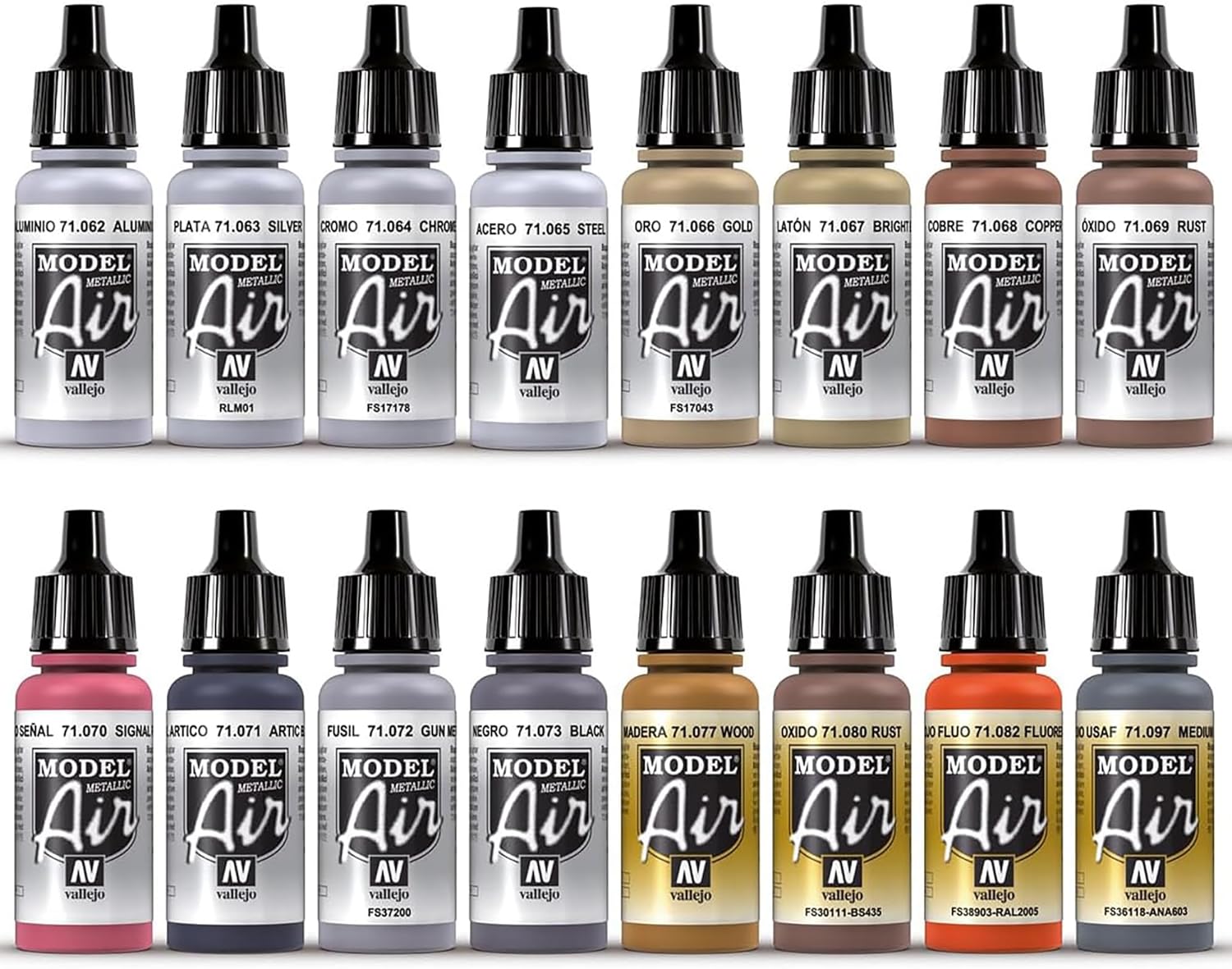Av Vallejo Model Air Set - Metallic Effects X16 - immagine 2