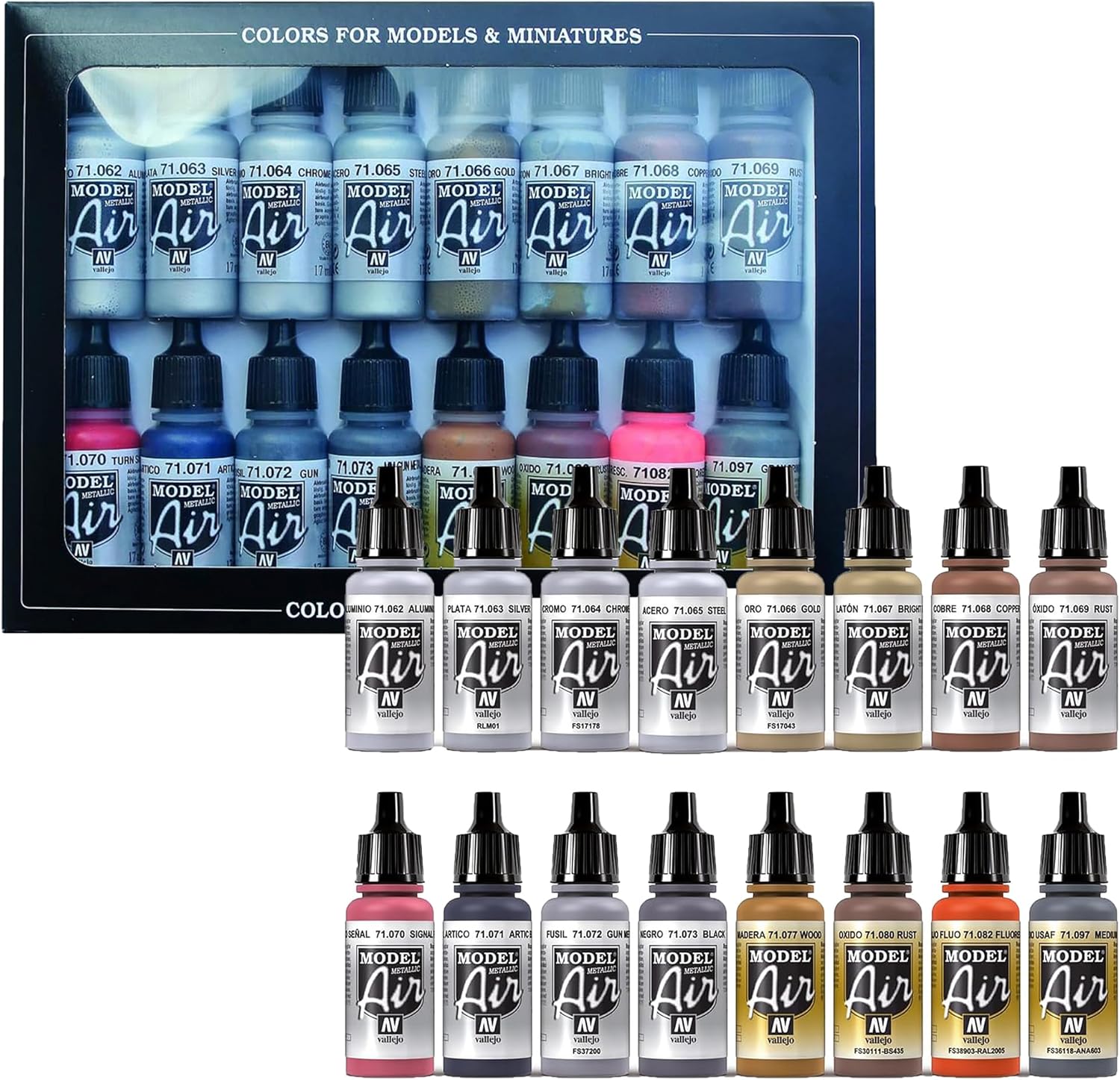 Av Vallejo Model Air Set - Metallic Effects X16 - immagine 5