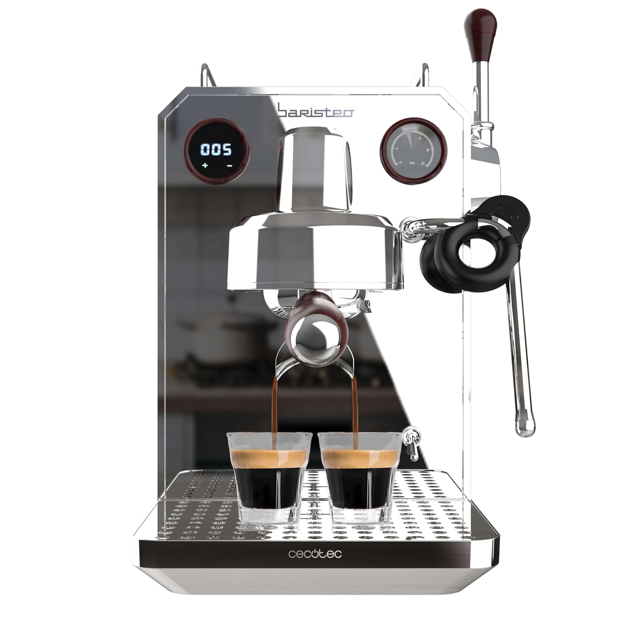 Cecotec Macchina da Caffè Espresso Barista Baristeo Intima. Macchina Espresso Barista Professionale, Sistema di Pre-Infusione, Pompa da 15 Bar, Facile Rifornimento, Serbatoio da 1,7L e Vassoio