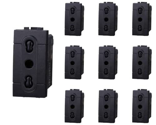 10 Pezzi Presa Bipasso Compatibile Bticino, Nero