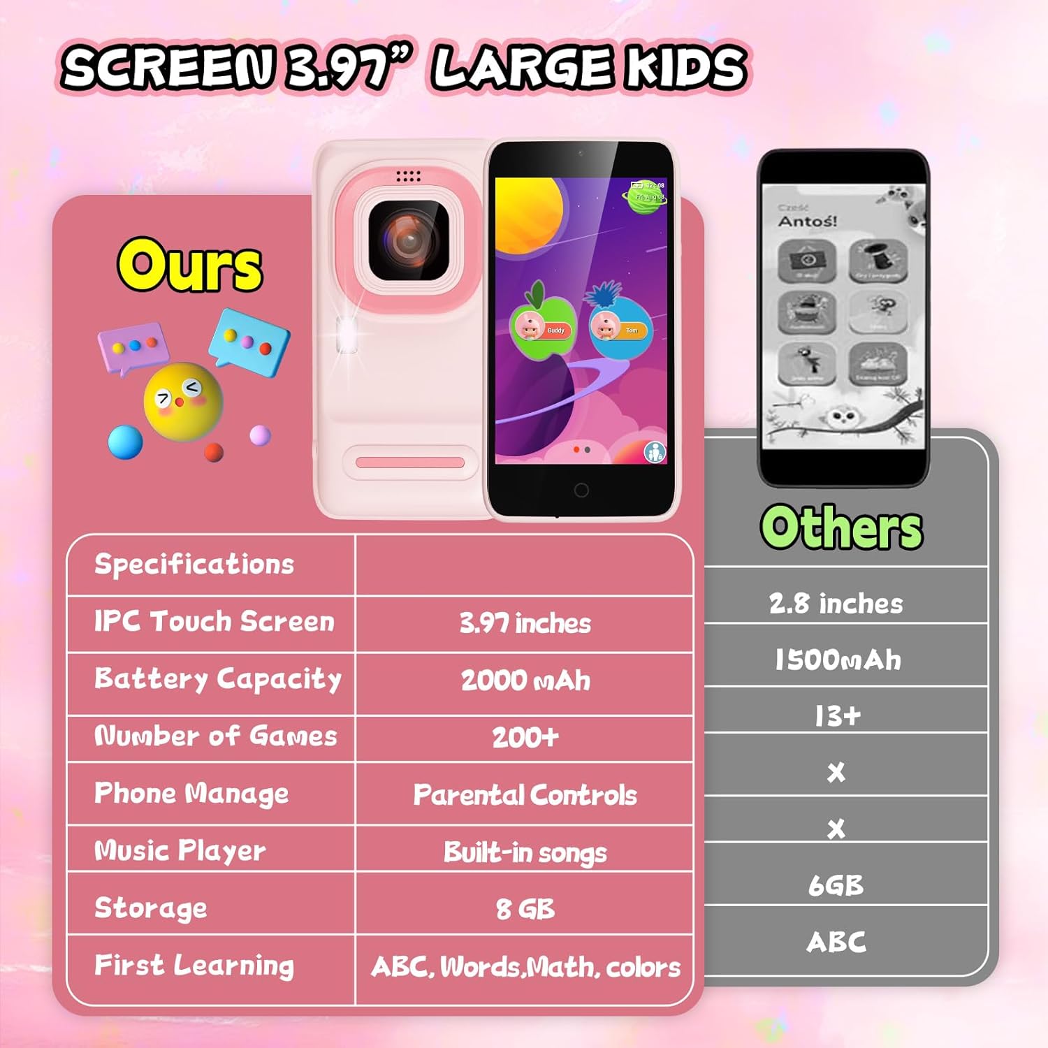 Ashfly Telefono per Bambini 3,97" con Doppia Fotocamera - immagine 4