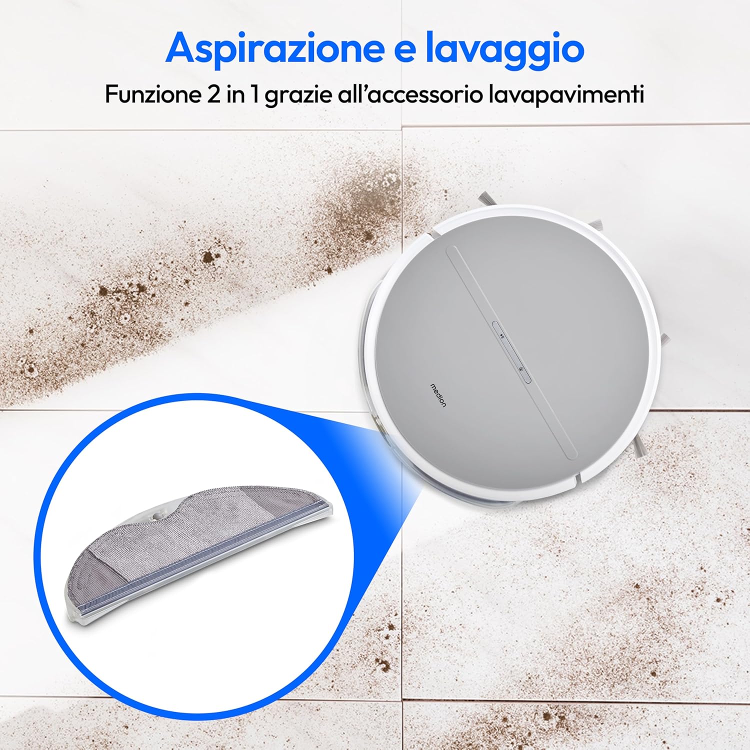 Medion Robot Aspirapolvere E35 SW con Funzione Mopping - immagine 3