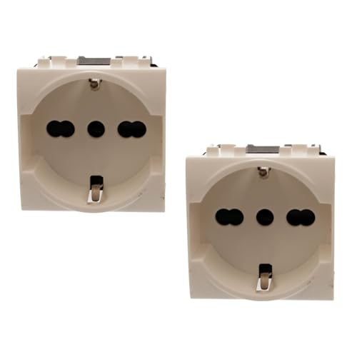 2 Pezzi Presa Schuko 2P+T 16A, Compatibile Con Bticino Living Light (Bianco)