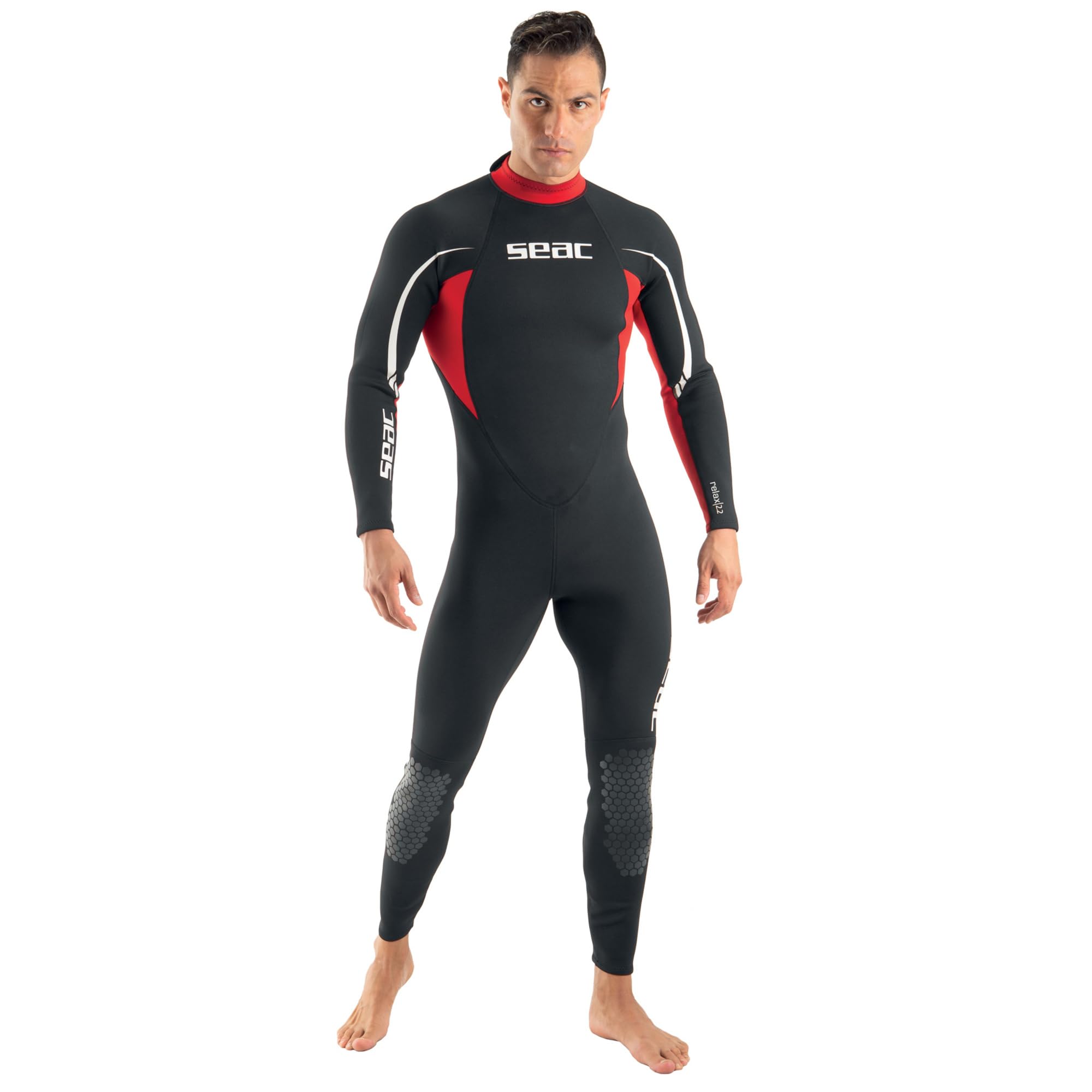 SEAC Relax Long, Muta Monopezzo in Neoprene da 2.2 mm per Snorkeling, Subacquea e Altri Sport in Acqua Uomo, Nero/Rosso
