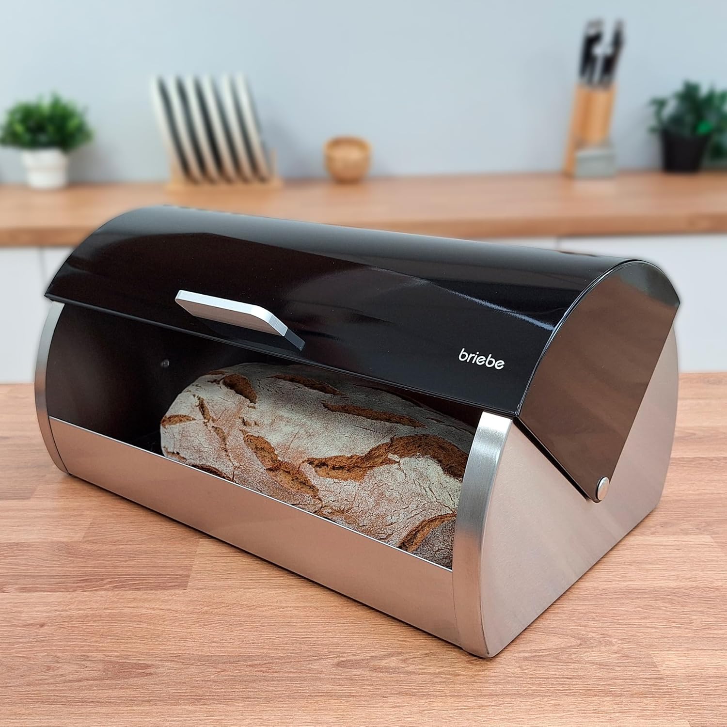 Briebe Set Portapane e 3 Barattoli Cucina Acciaio Inox - immagine 4