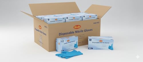 Shefa Guanti Monouso in Nitrile, Taglia M (1000 Pezzi), Blu
