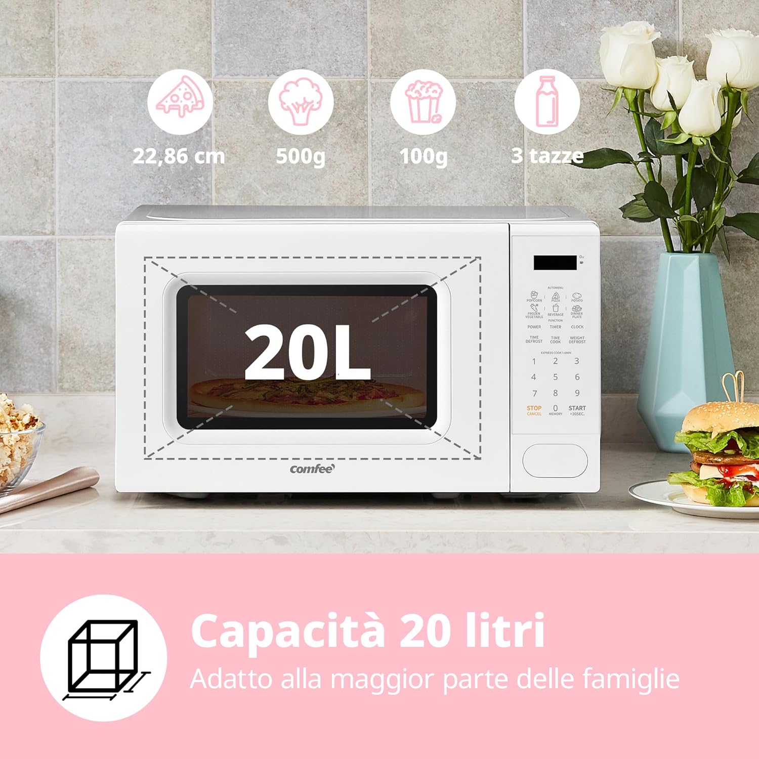 Comfee' Forno a Microonde Digitale 700W 20L, Bianco - immagine 2