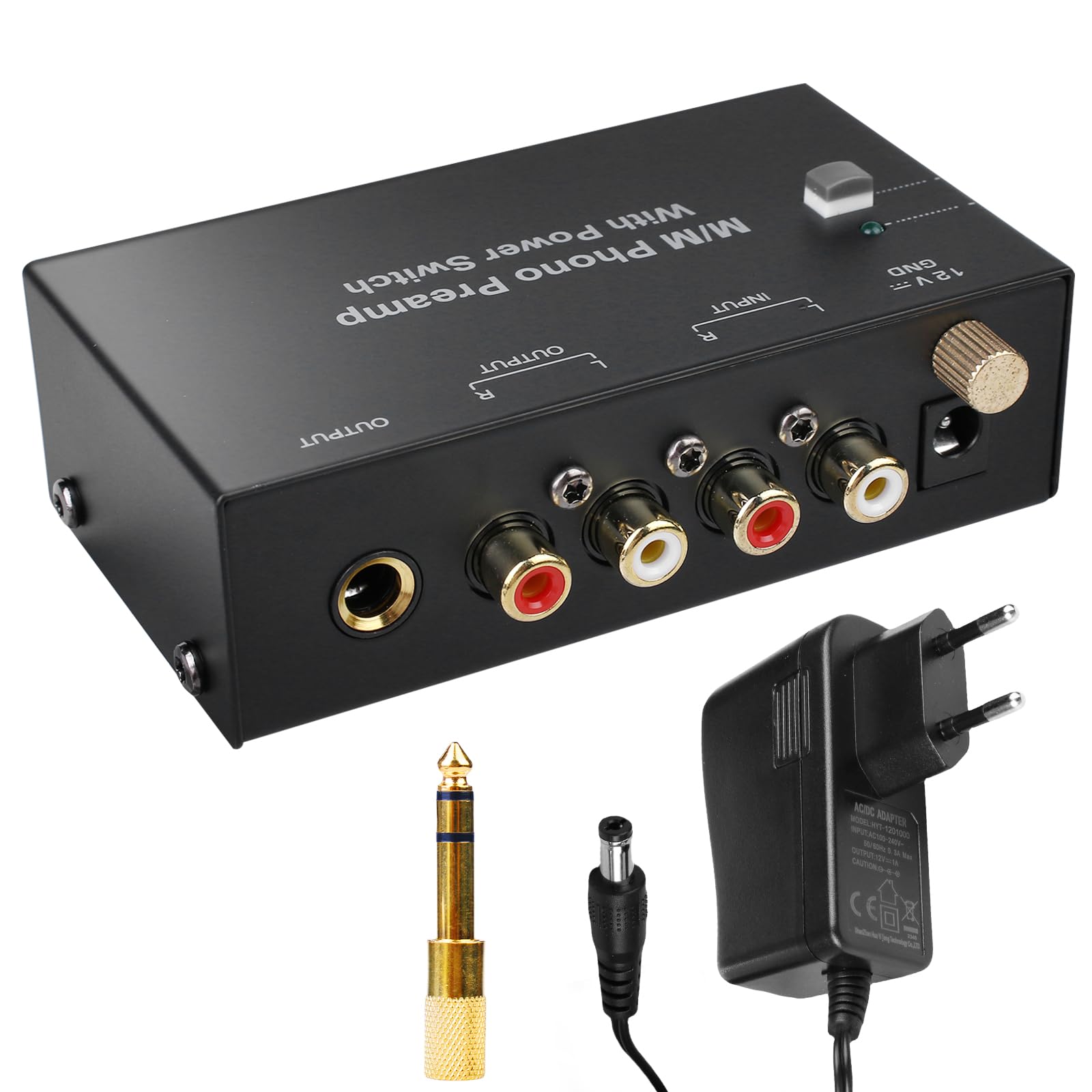 Phono Preamplificatore Giradischi MM con RCA, Nero
