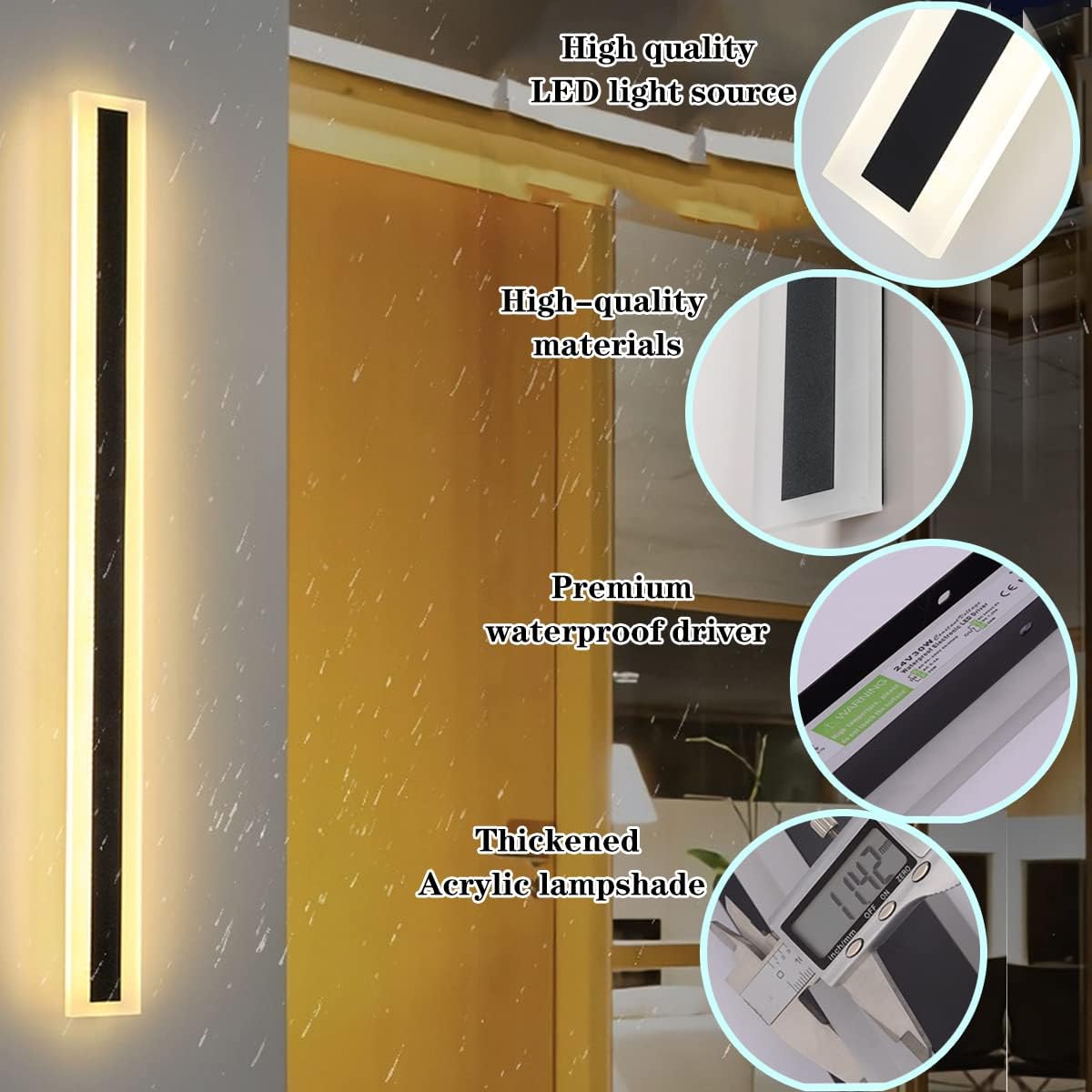 Ztwleed Applique da Esterno Lunga 21W 100CM, Nera - immagine 3