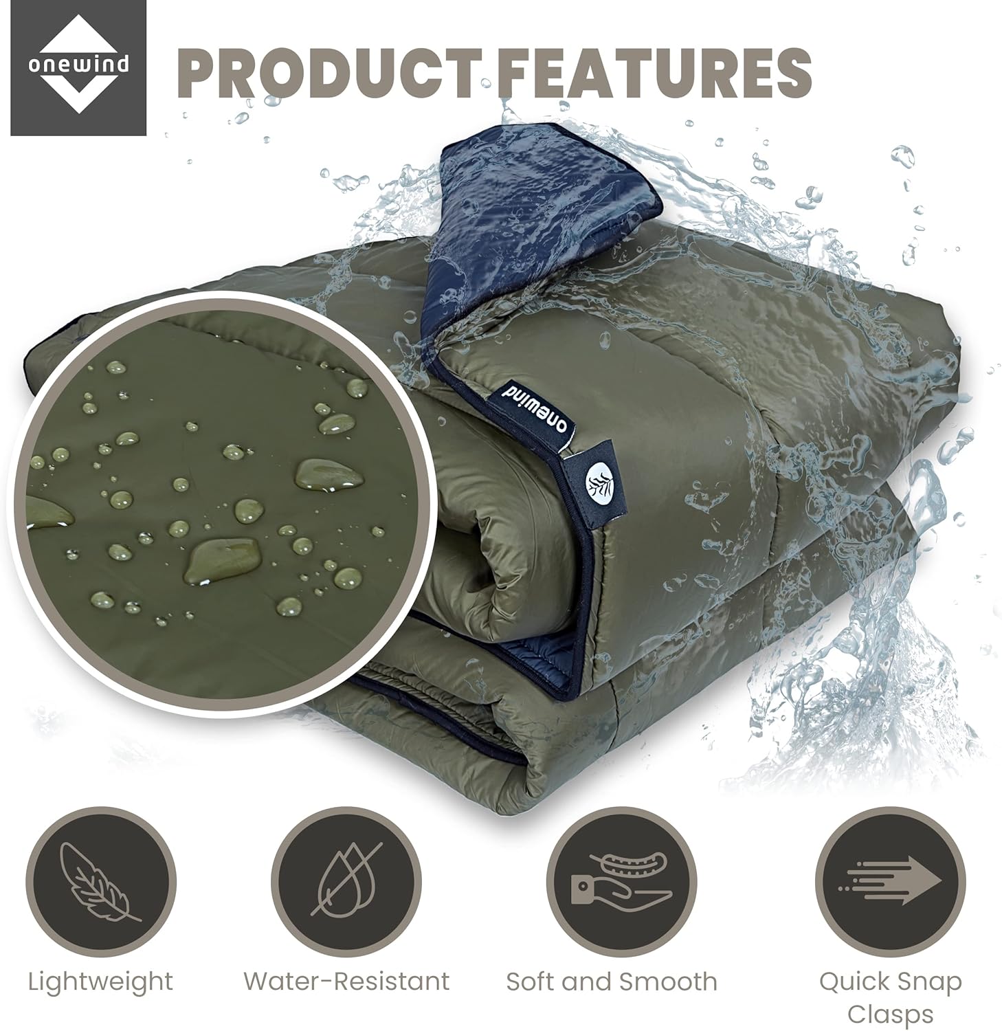 Onewind Coperta da campeggio leggera e pieghevole, Verde OD - immagine 3