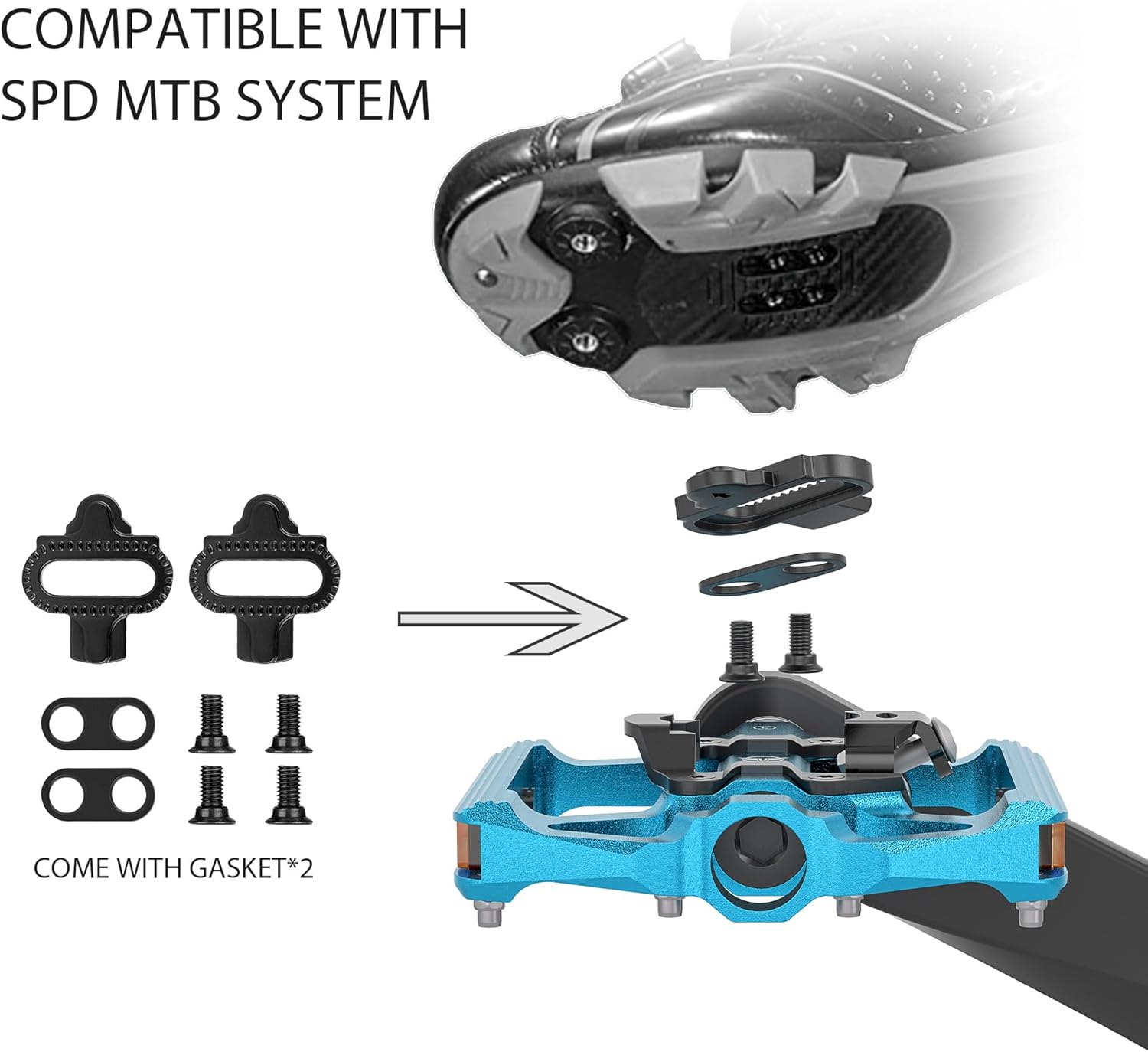 Gewage Pedali Mountain Bike 9/16 Pollici con Riflettore - immagine 4