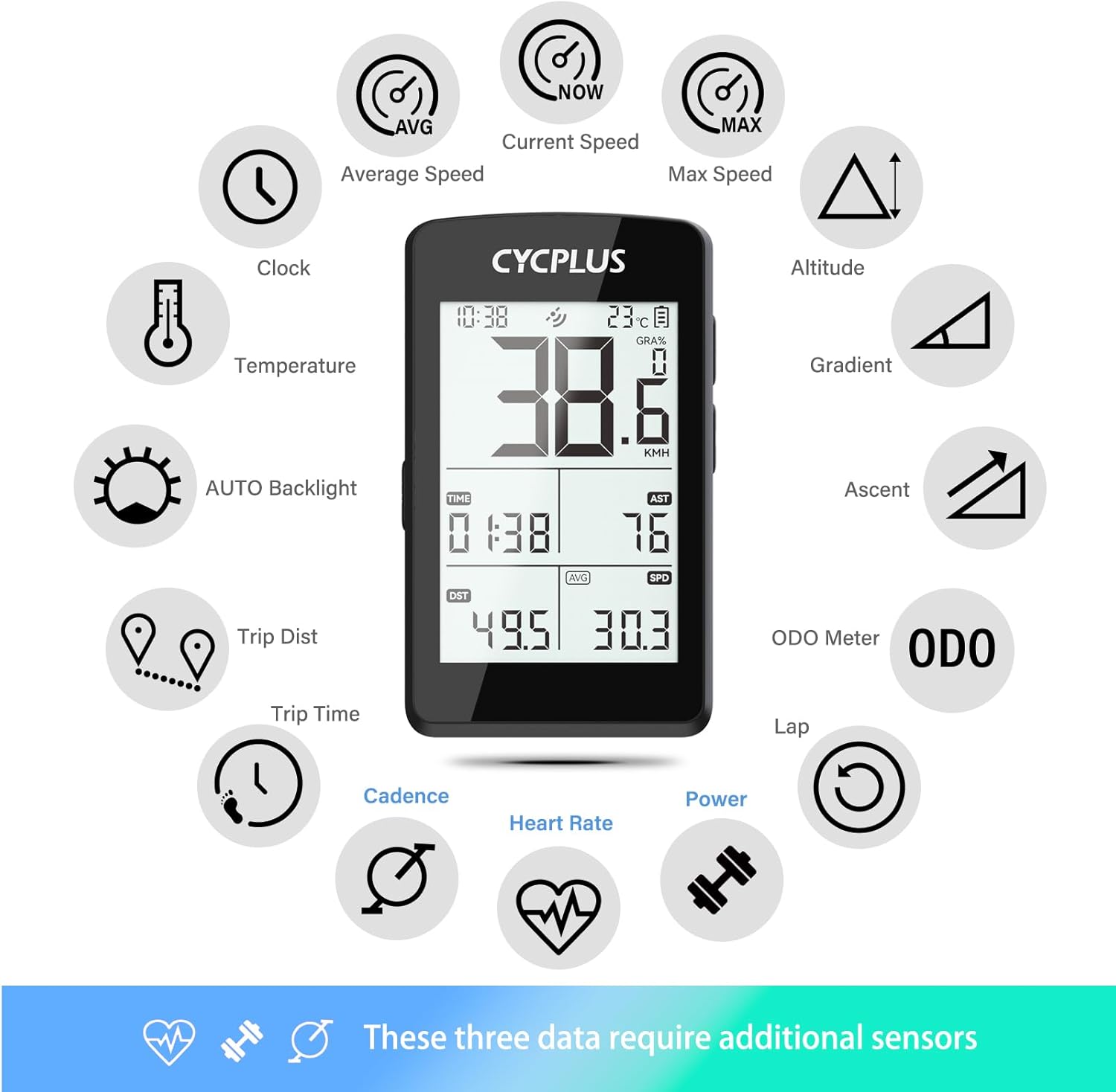 Cycplus Computer Bici GPS Wireless ANT+ Bluetooth - immagine 5