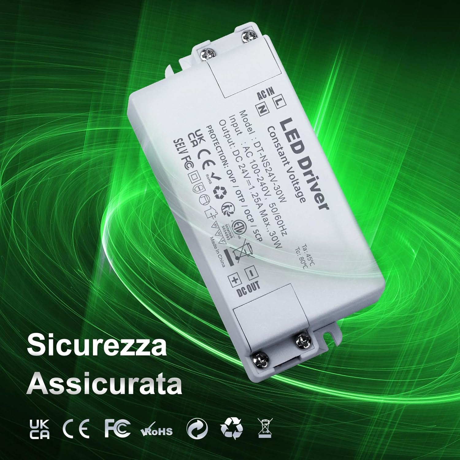 Reylax Trasformatore LED 24V 30W 1.25A - immagine 5