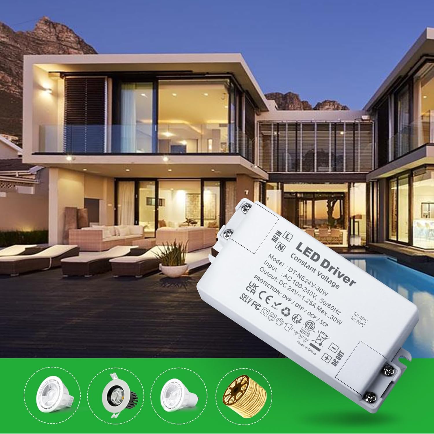 Reylax Trasformatore LED 24V 30W 1.25A - immagine 7