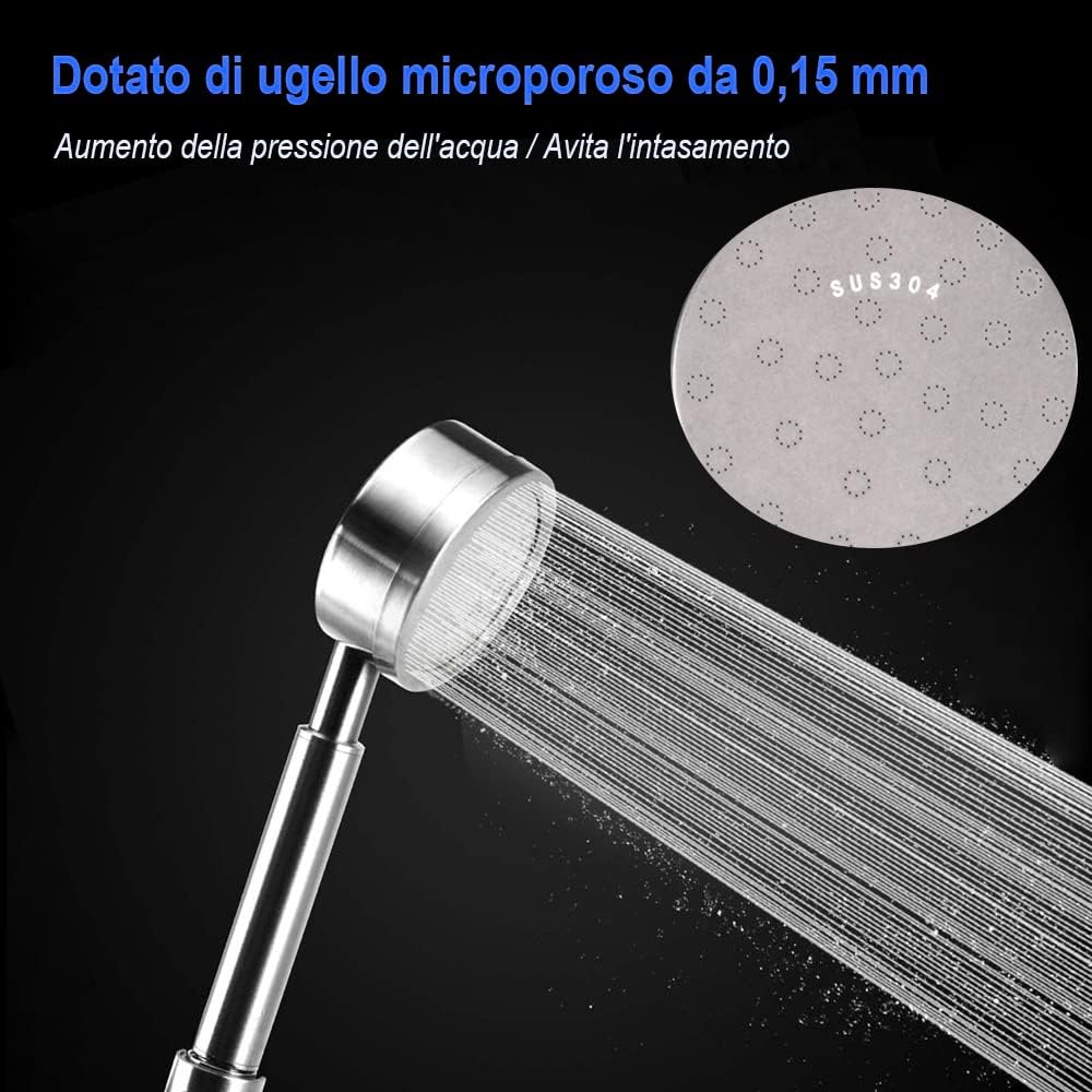 Aokkr Soffione Doccia Alta Pressione in Acciaio Inox - immagine 3