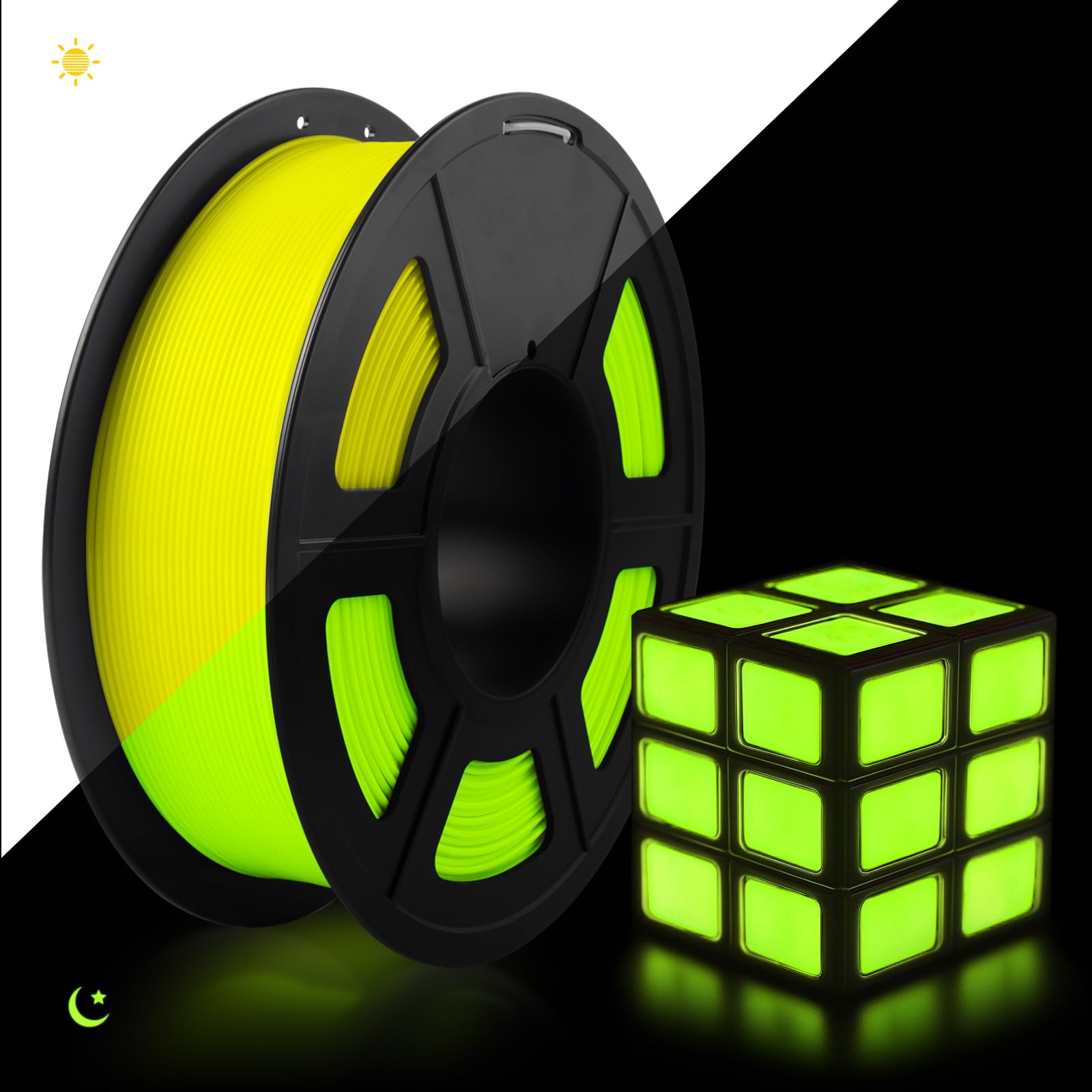 Tecbears Filamento PLA Glow in the Dark 1.75mm, Giallo