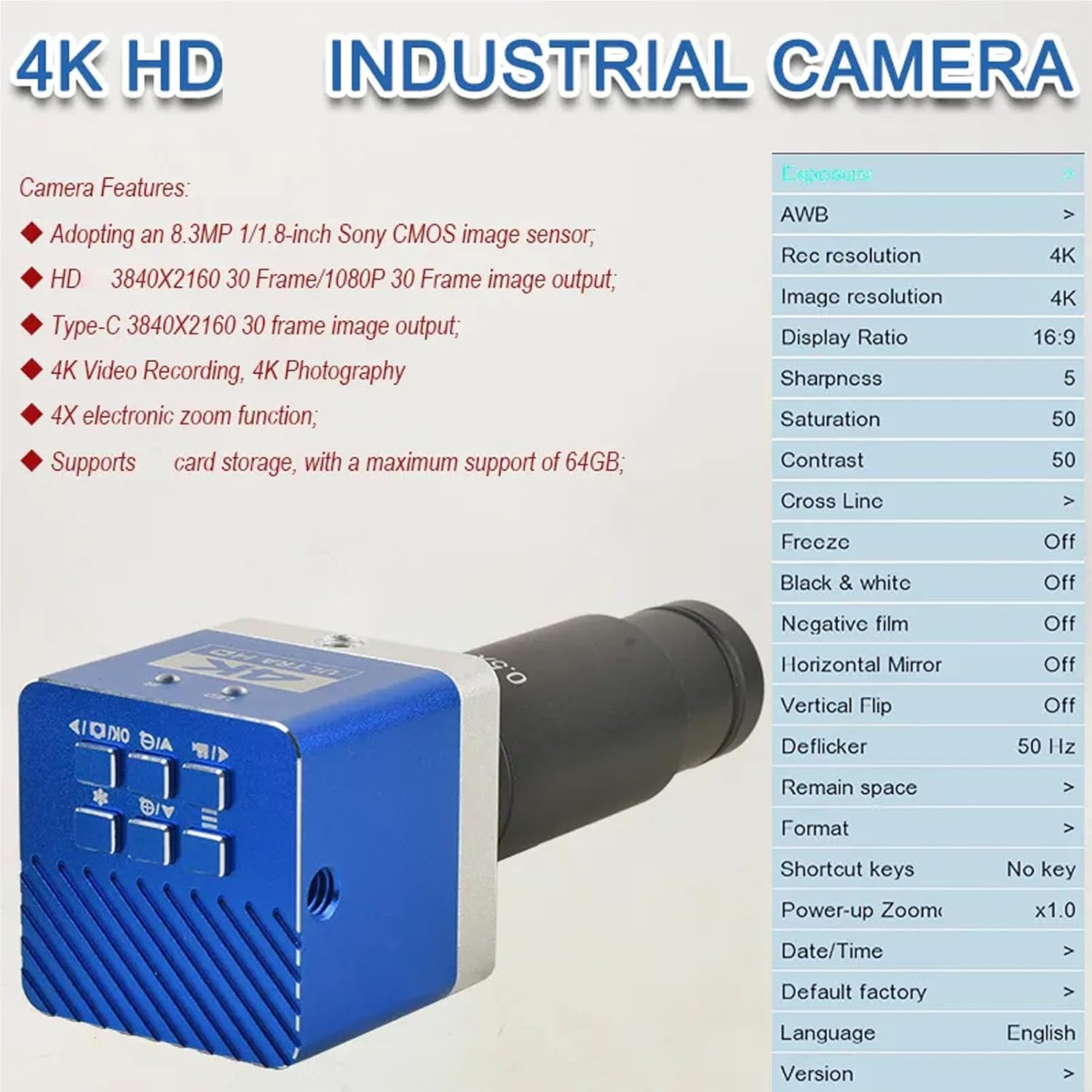 Camera Microscopio Industriale 4K HD 8.3MP - immagine 6