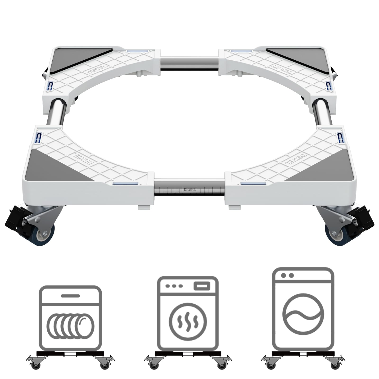 DEWEL Base con Ruote Regolabile 45-65cm, Bianco