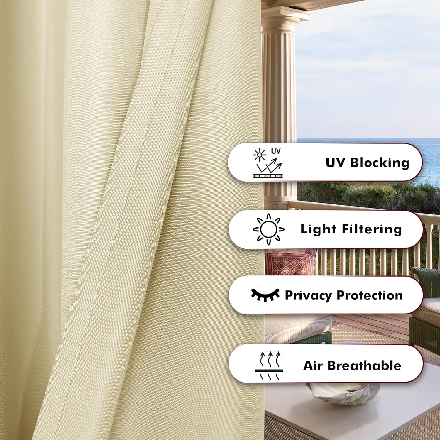 Bonzer Tende Impermeabili da Esterno con Occhielli - immagine 4