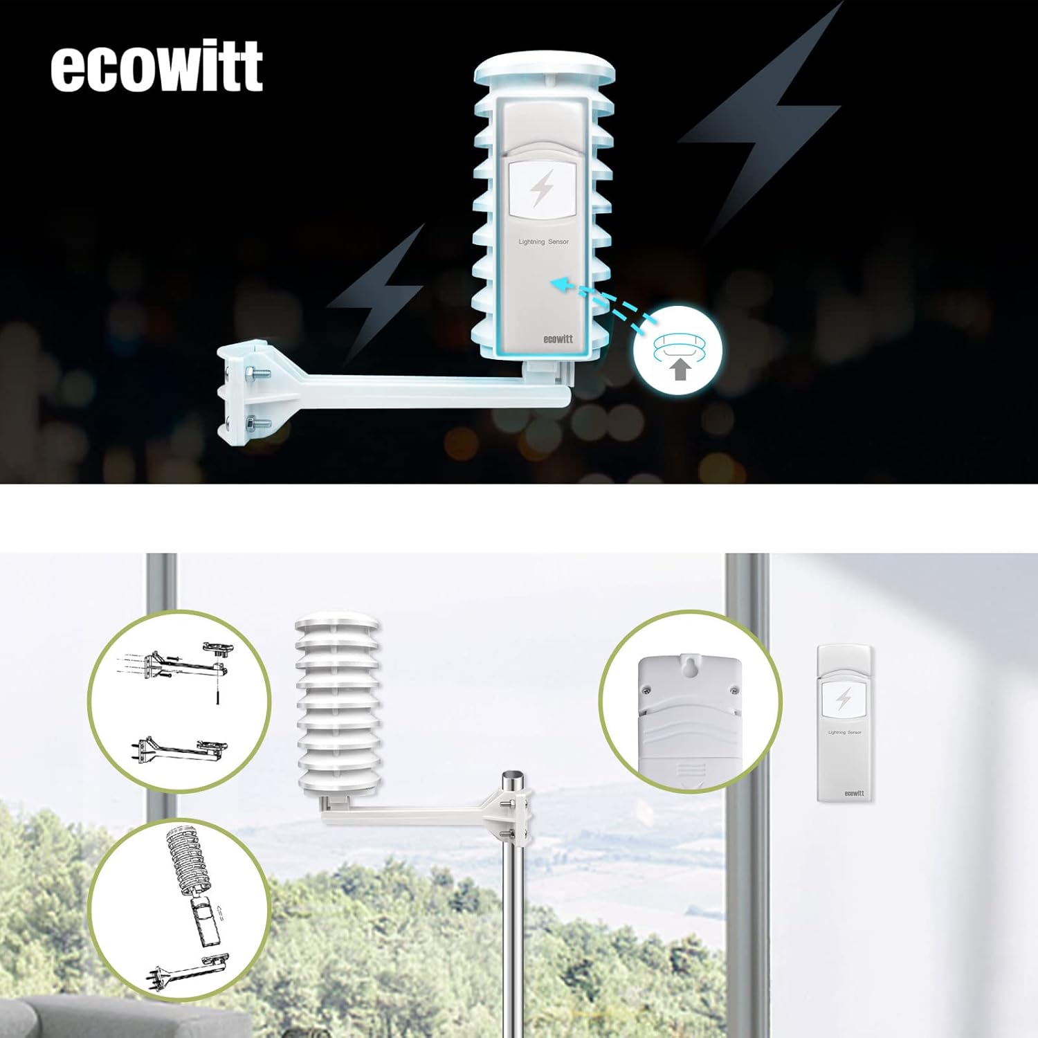 Ecowitt Sensore Rilevamento Fulmini Wireless WH57 - immagine 5