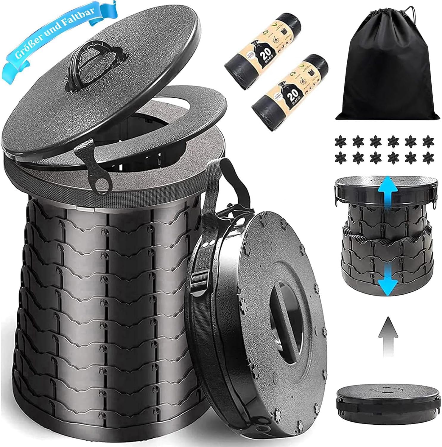 Xiuwoug WC Portatile Pieghevole per Campeggio - immagine 1