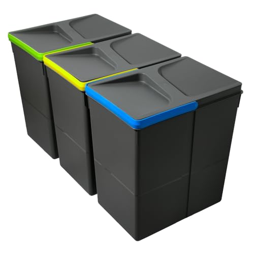 Wuitoki Contenitori Raccolta Differenziata 3x20L, Antracite
