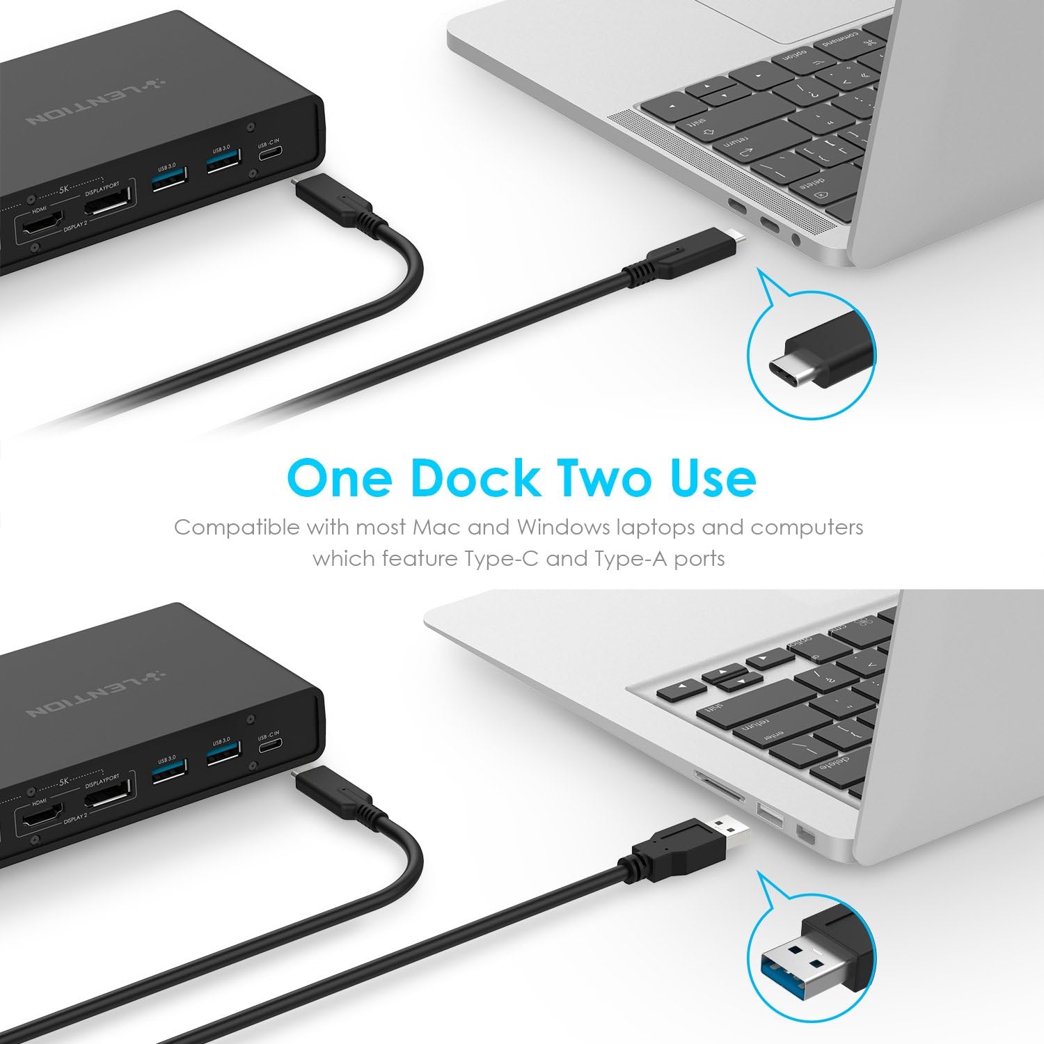 Lention CB-D92 - Docking Station 5K USB C & USB A - immagine 5