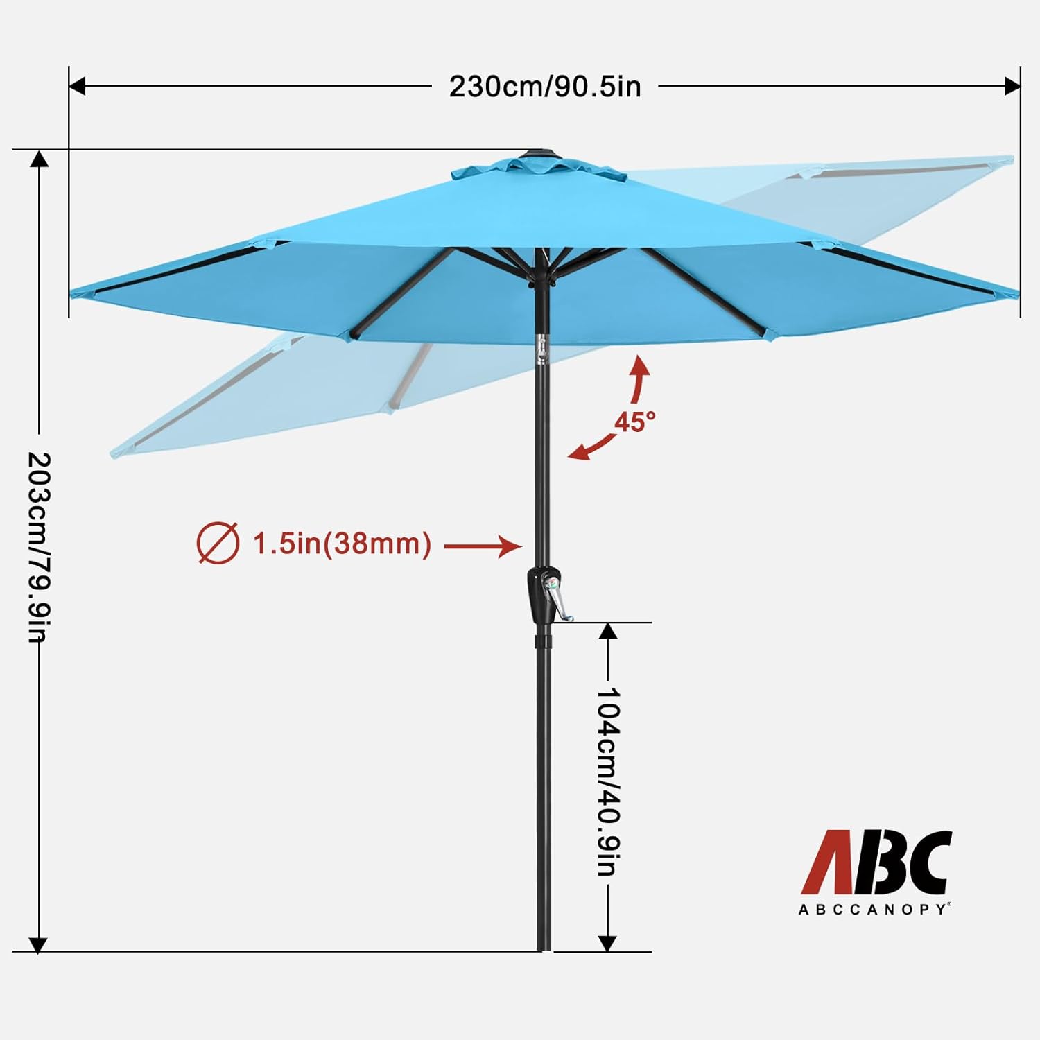 Abccanopy Ombrellone con pulsante inclinazione - immagine 2