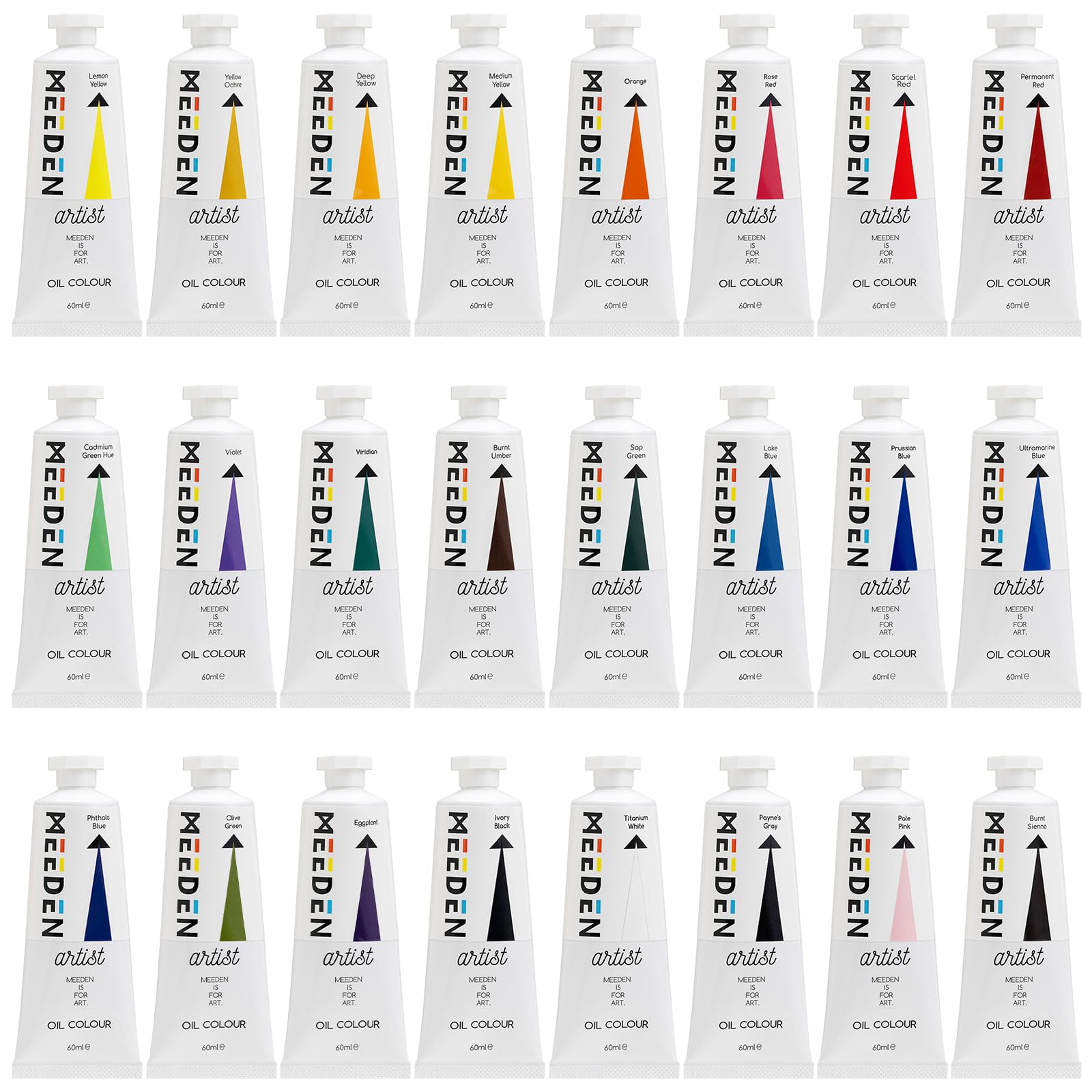 Meeden Set Colori ad Olio per Artisti - 24 Tubi x 60ml