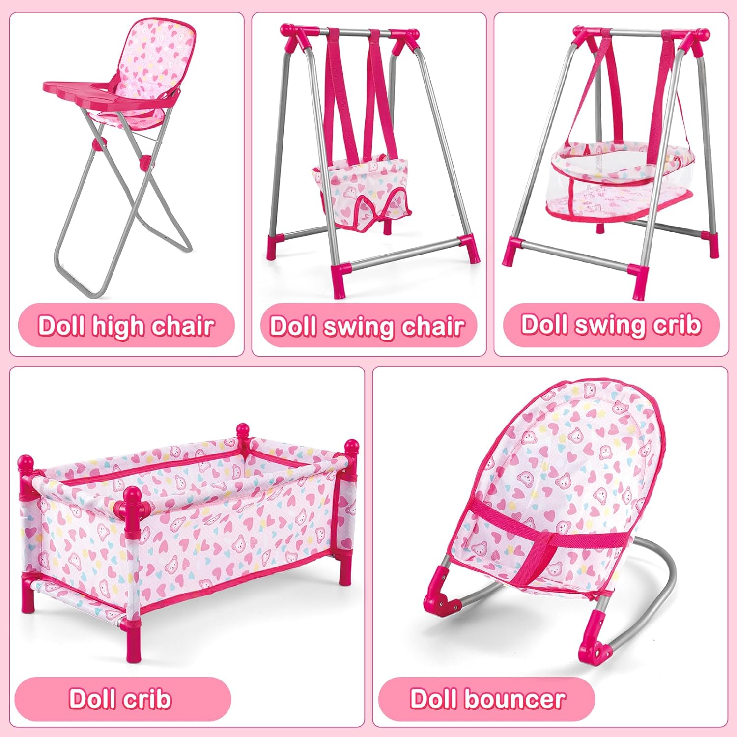 deAO Baby Set 5in1 per Bambole (Bambola Non Inclusa) - immagine 4