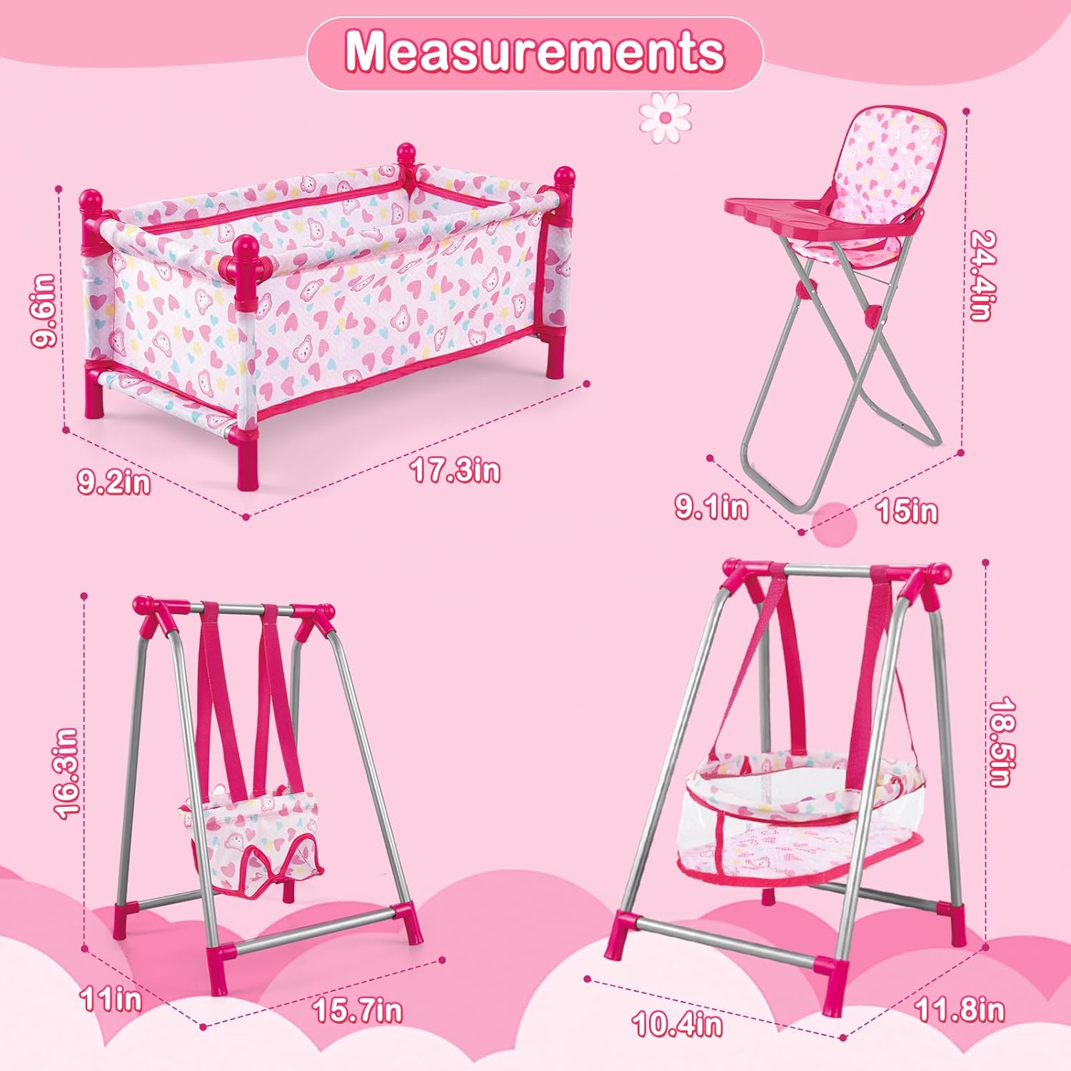 deAO Baby Set 5in1 per Bambole (Bambola Non Inclusa) - immagine 5