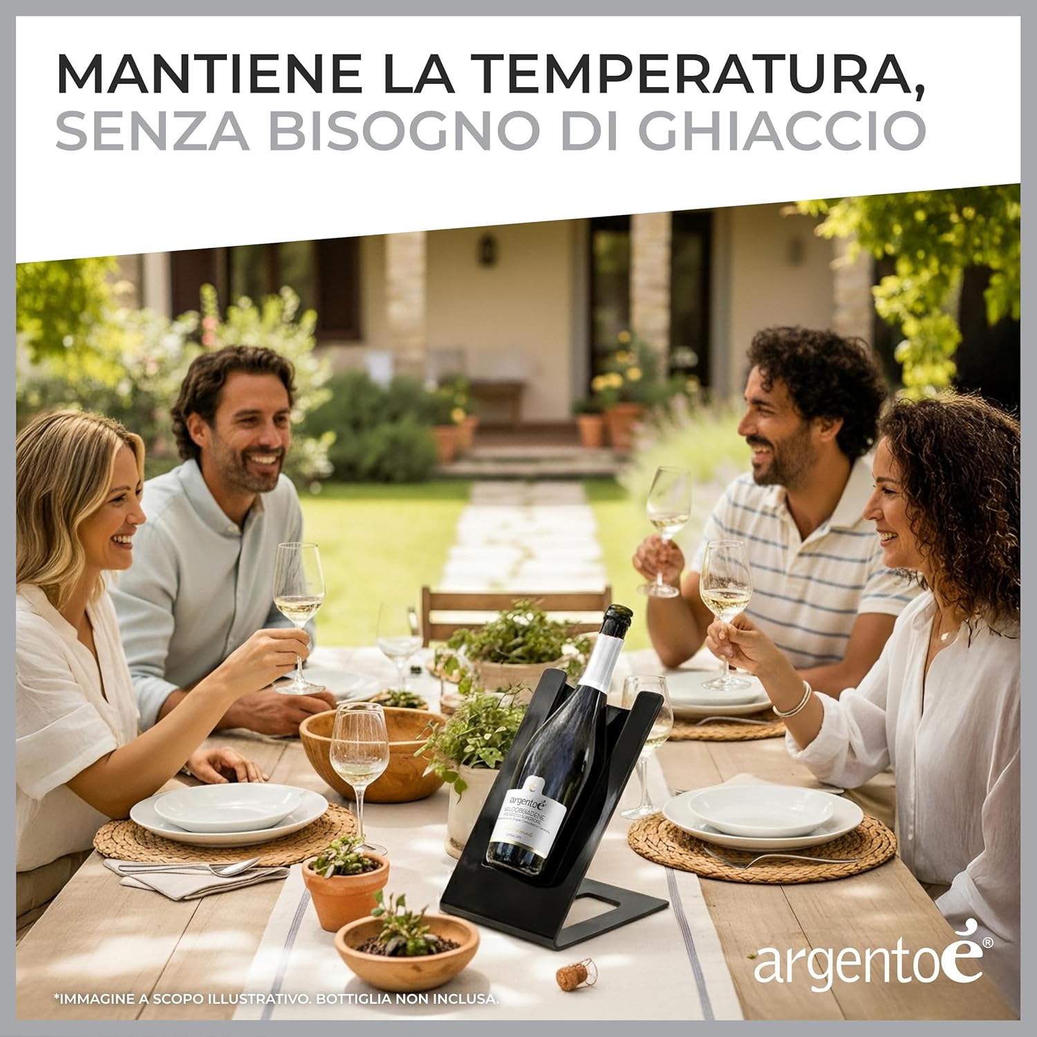 Argentoè Gelette Raffredda Bottiglie Vino, Nero - immagine 2