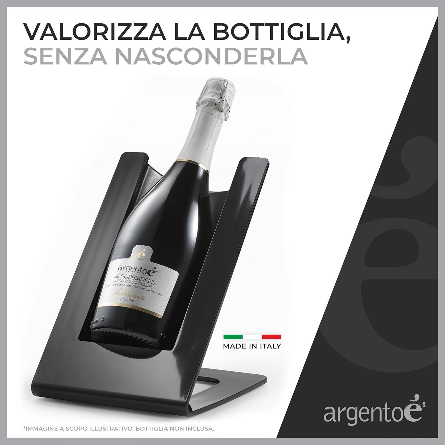 Argentoè Gelette Raffredda Bottiglie Vino, Nero - immagine 3
