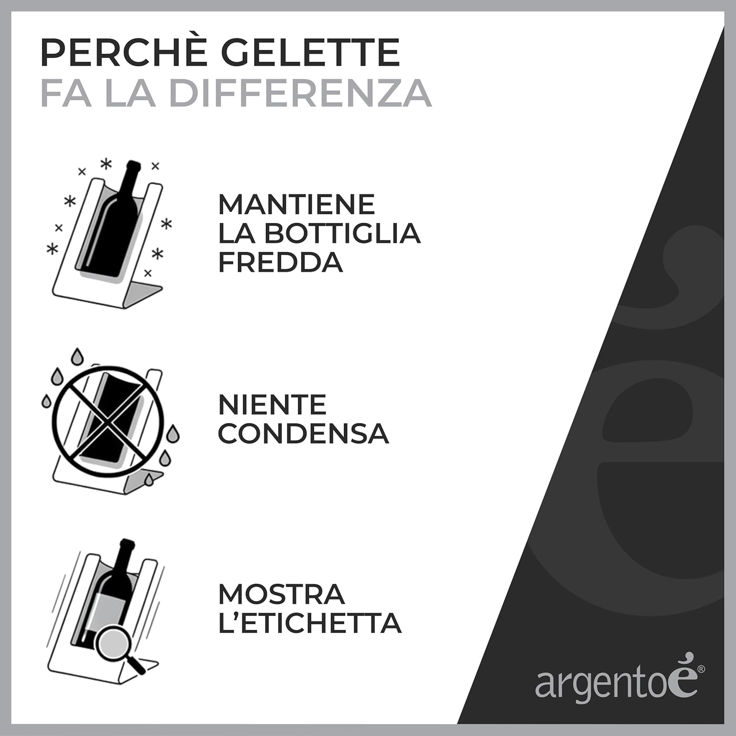 Argentoè Gelette Raffredda Bottiglie Vino, Nero - immagine 6