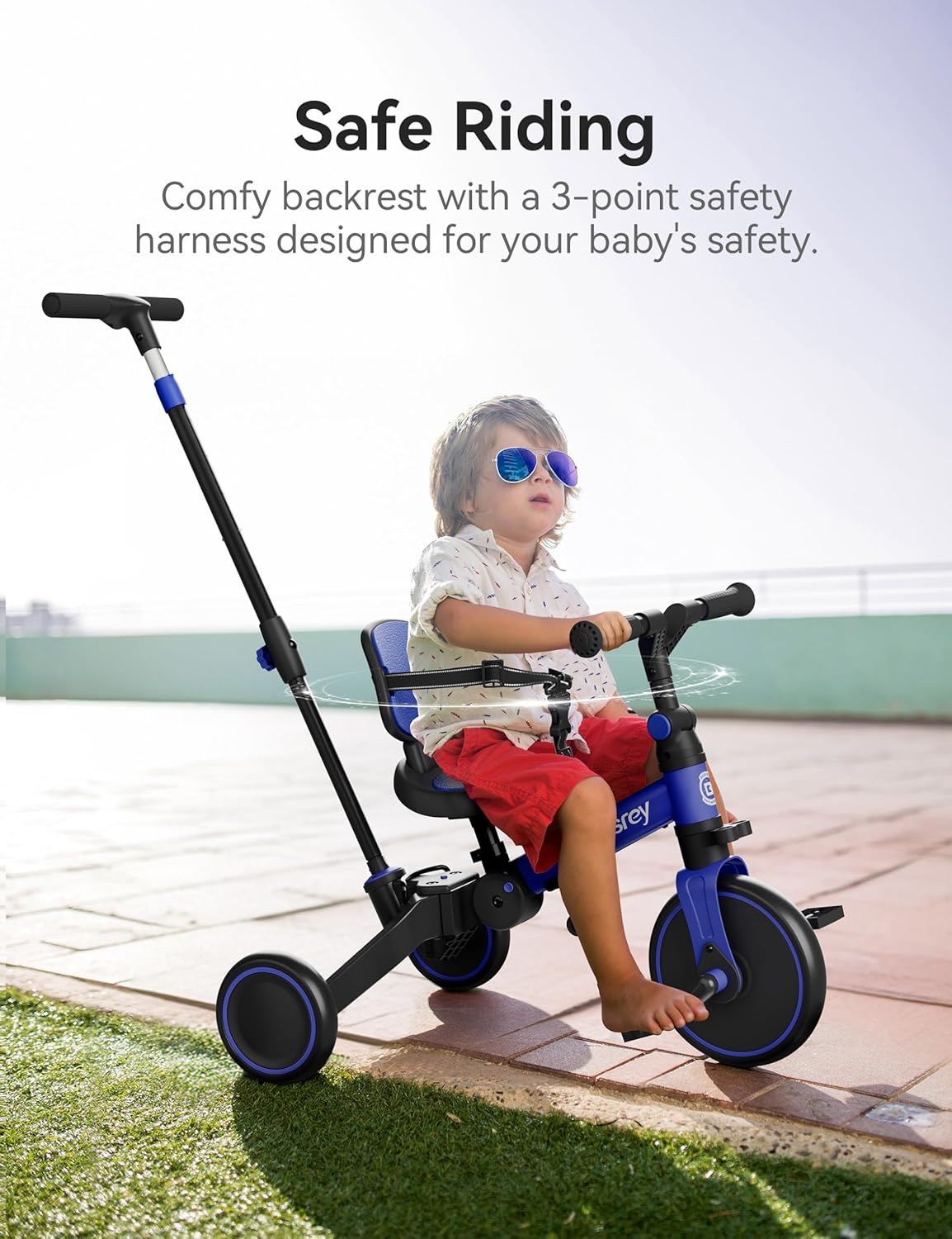 Besrey Triciclo per Bambini 5 in 1 Blu Scuro - immagine 6