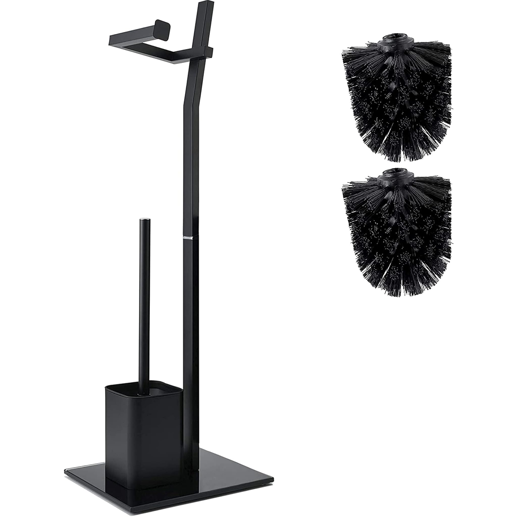 Set WC Piantana Nero con Portarotolo e Portascopino