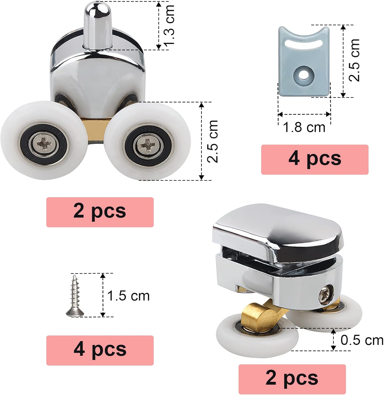 4 Set Rulli per Porta Doccia 25 mm - immagine 2