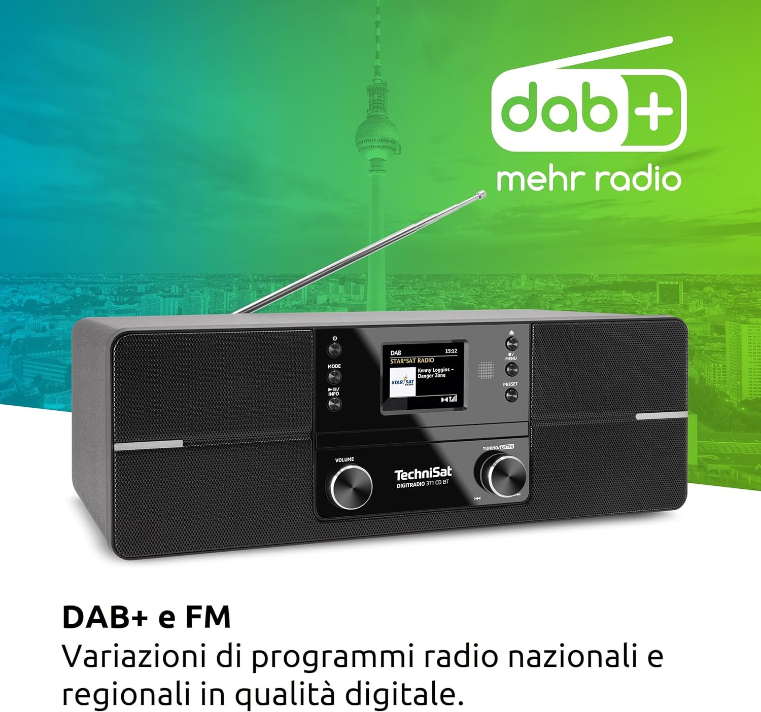 Technisat DIGITRADIO 371 CD BT - Radio Digitale Stereo, Nero - immagine 3