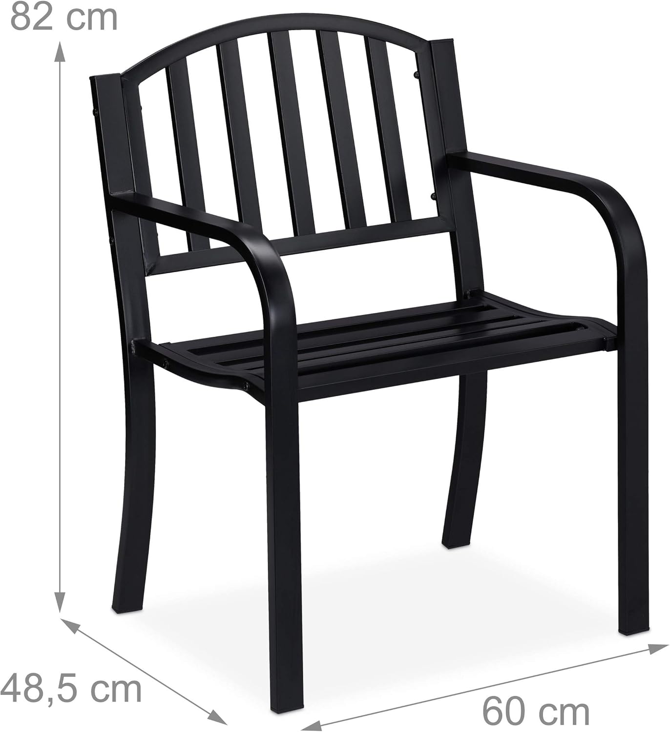 Relaxdays Sedia da Giardino con Braccioli, Nera - immagine 3