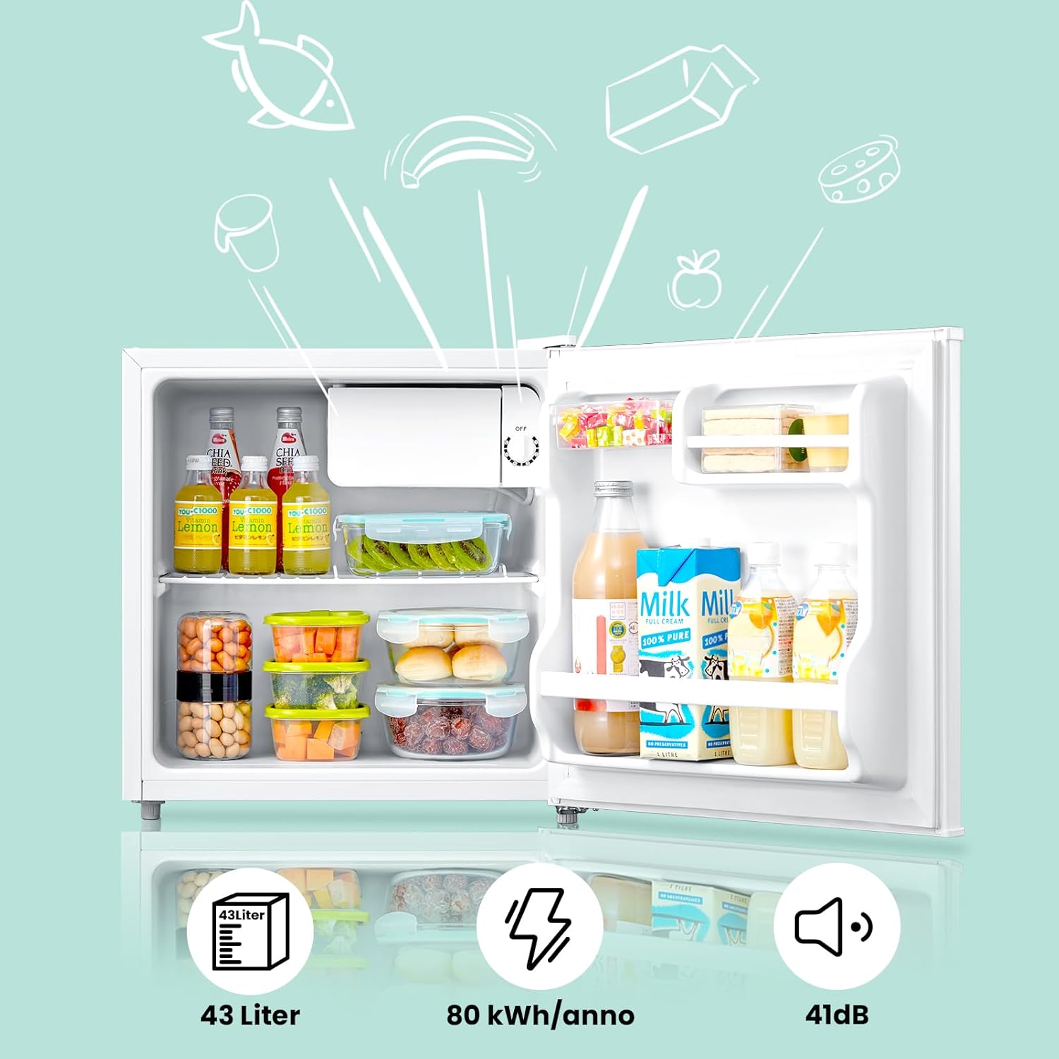 Comfee' RCD50WH2(E) - Mini Frigo Bar 43L, Bianco - immagine 3