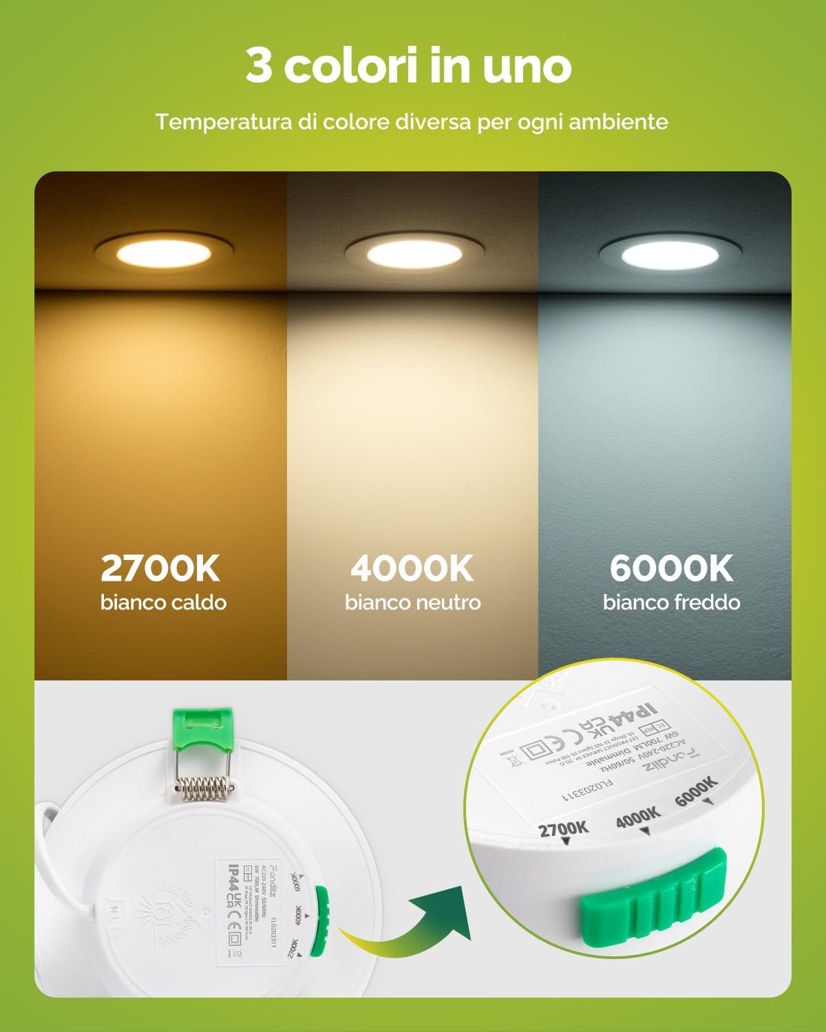 Faretti LED Incasso Cartongesso 6W IP44 (Set 20) - immagine 2