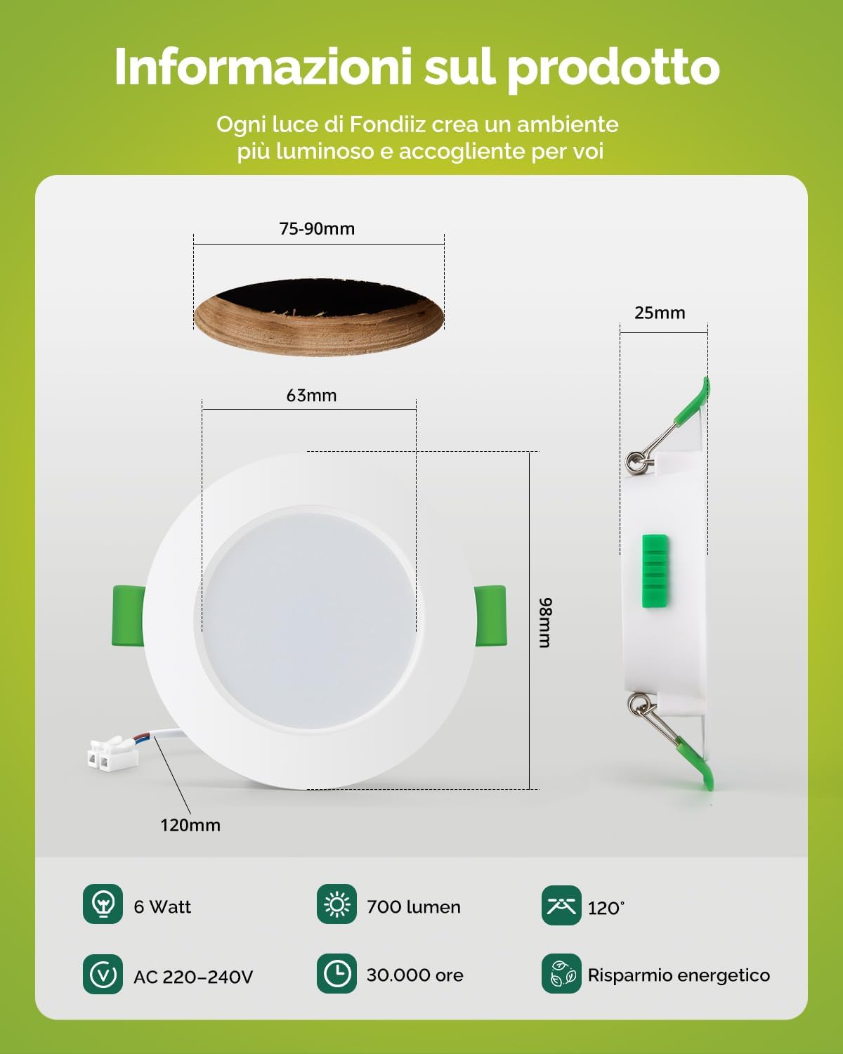 Faretti LED Incasso Cartongesso 6W IP44 (Set 20) - immagine 5