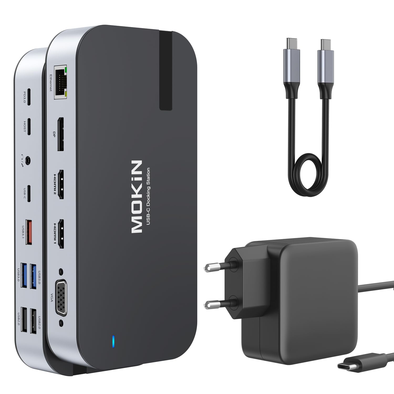 Mokin Docking Station USB-C 16 in 1 con Alimentatore 65W