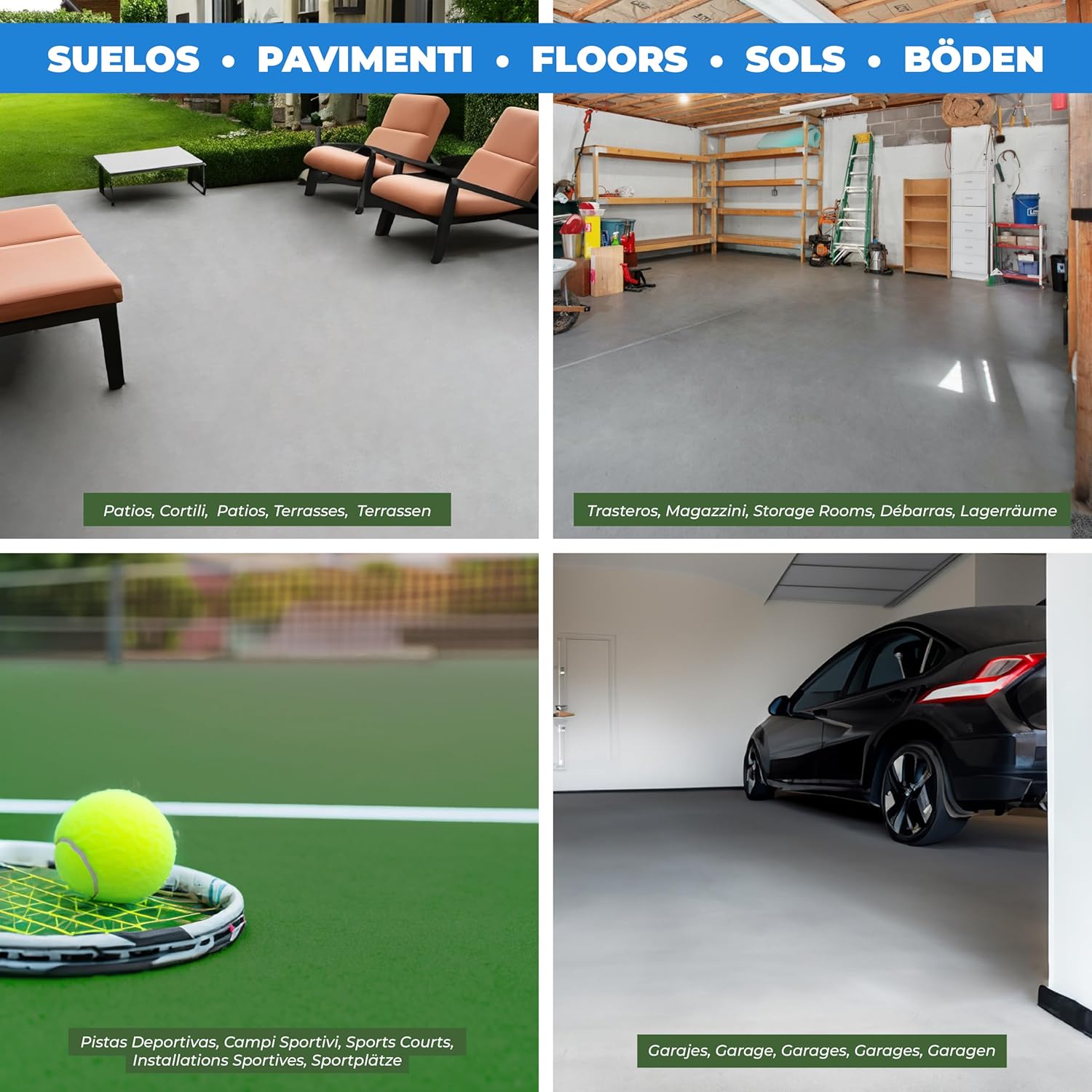 Pittura per Pavimenti Esterni e Interni 4L, Blu - immagine 2